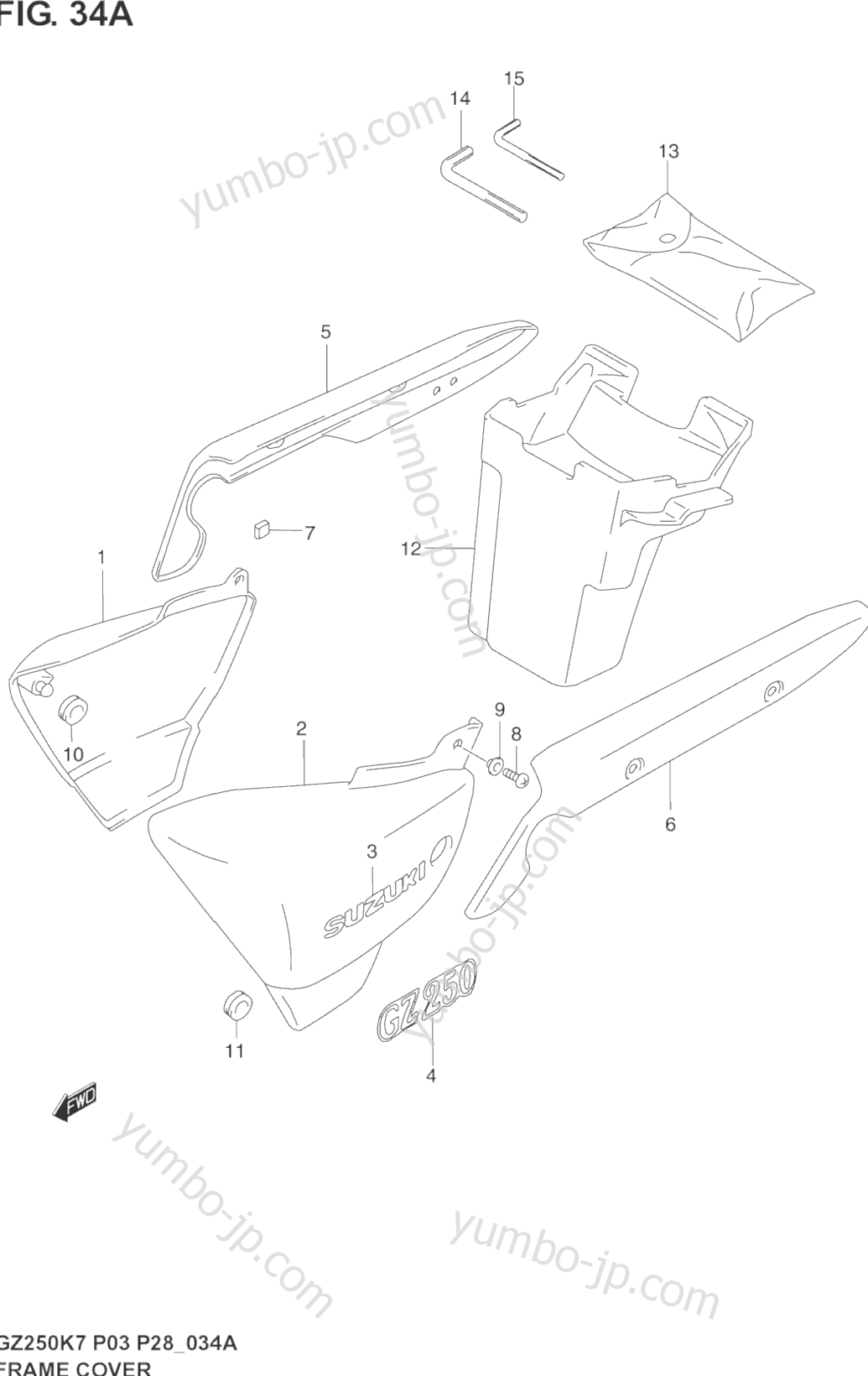 FRAME COVER (MODEL K7) for motorcycles SUZUKI GZ250 2003 year