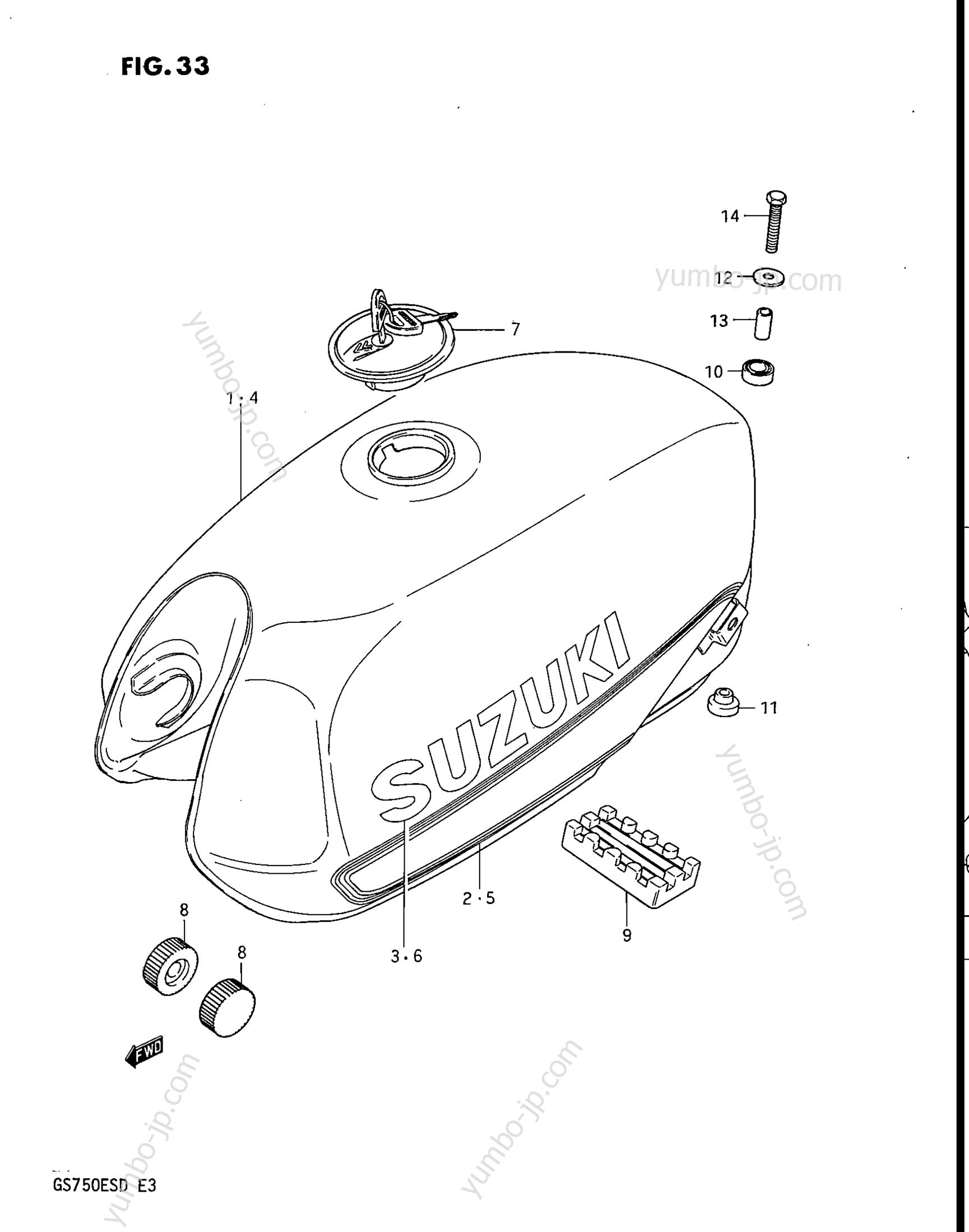 FUEL TANK (GS750ED) for motorcycles SUZUKI GS750E 1983 year