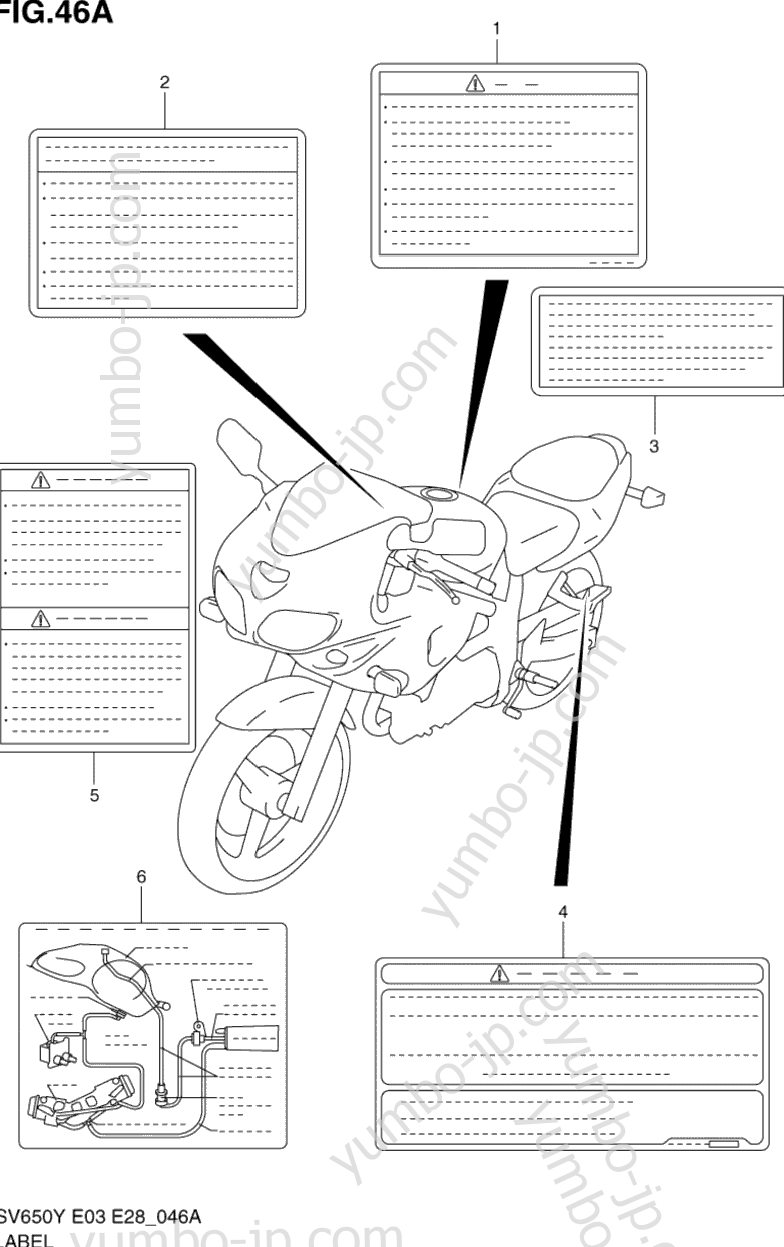 WARNING LABEL (MODEL K2) для мотоциклов SUZUKI SV650 2000 г.