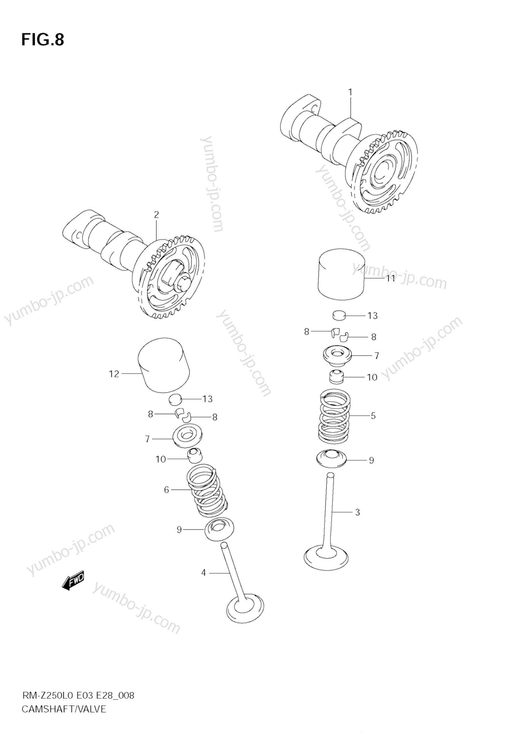 Camshaft - Valve для мотоциклов SUZUKI RM-Z250 2010 г.