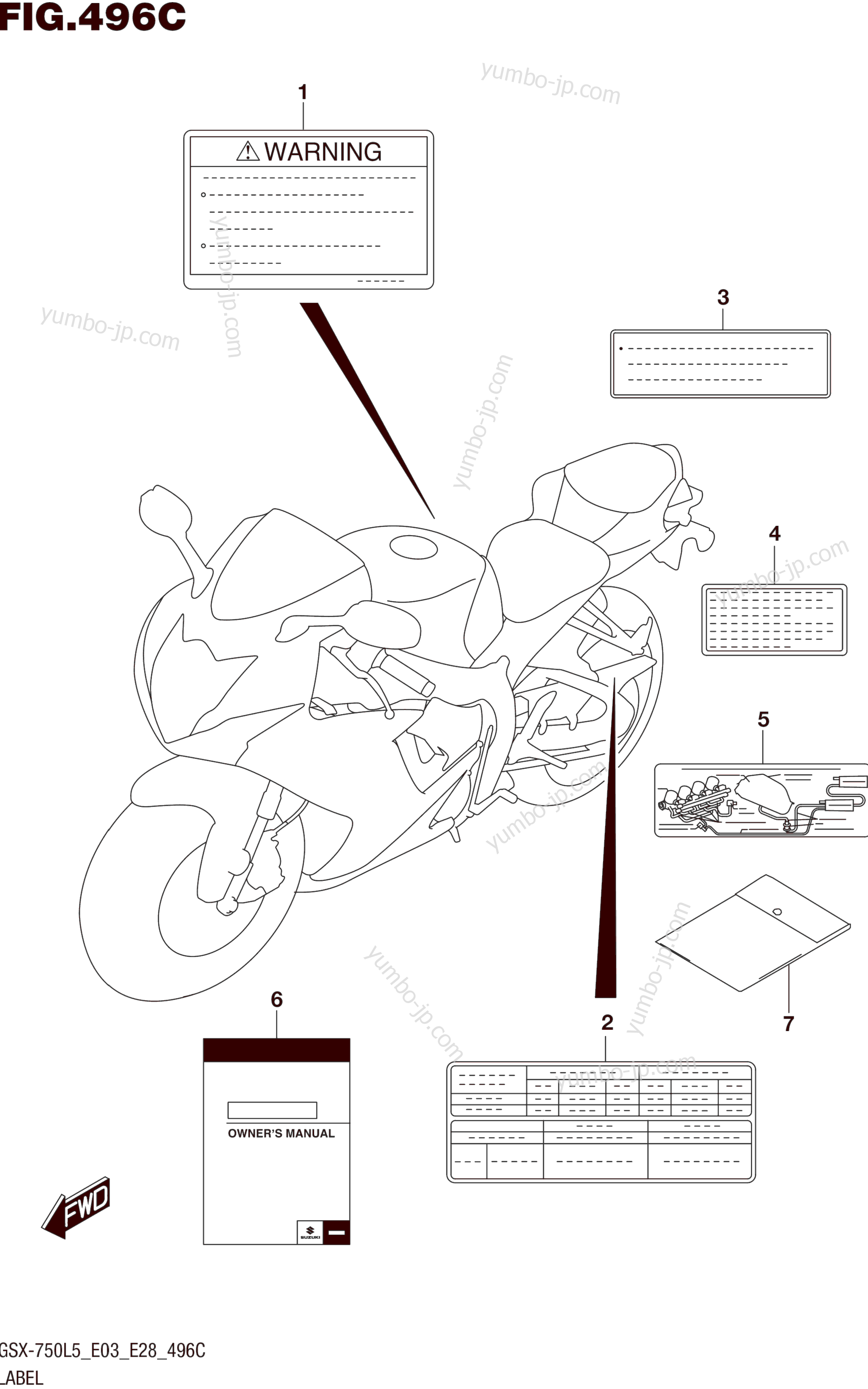LABEL (GSX-R750L5 E33) for motorcycles SUZUKI GSX-R750 2015 year