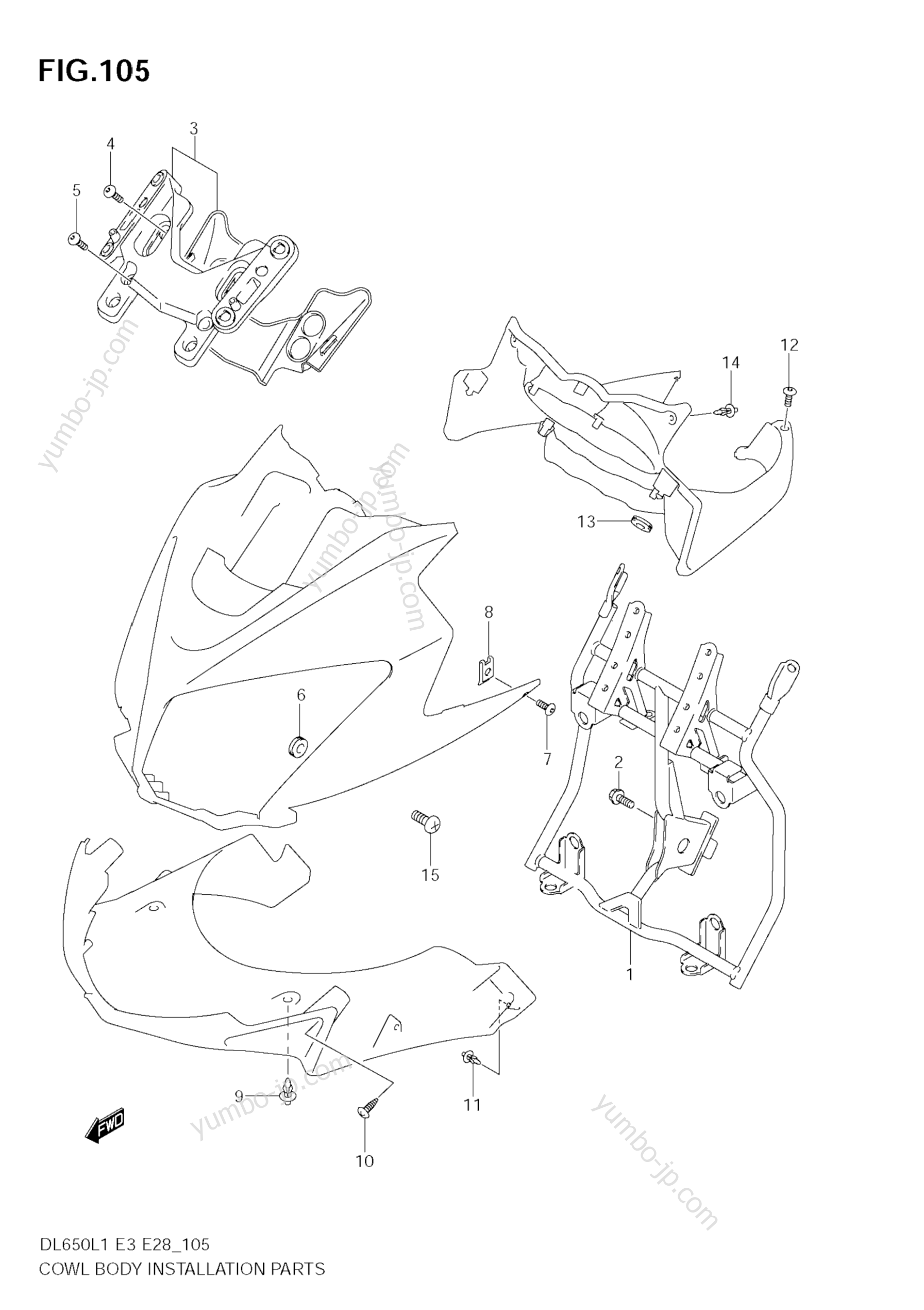 COWL BODY INSTALLATION PARTS для мотоциклов SUZUKI V-Strom (DL650A) 2011 г.