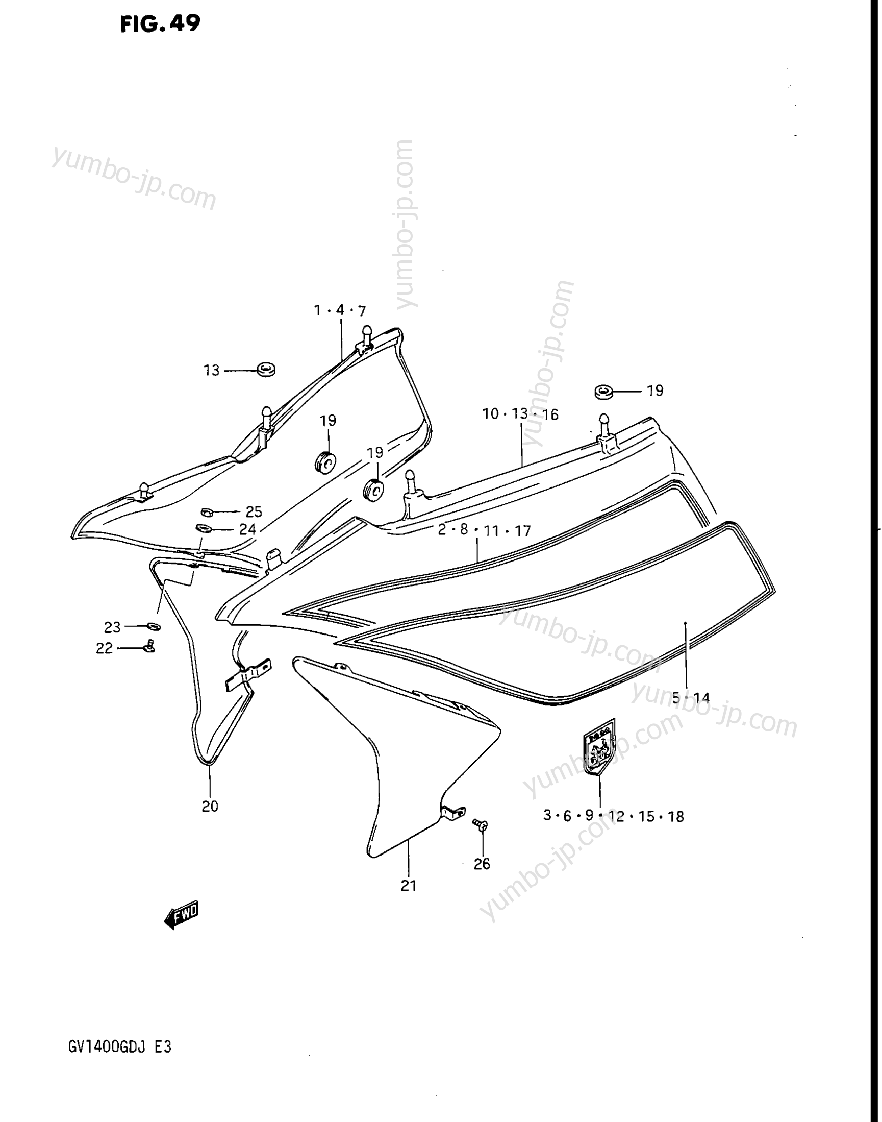FRAME COVER (MODEL G) for motorcycles SUZUKI Cavalcade (GV1400GT) 1986 year