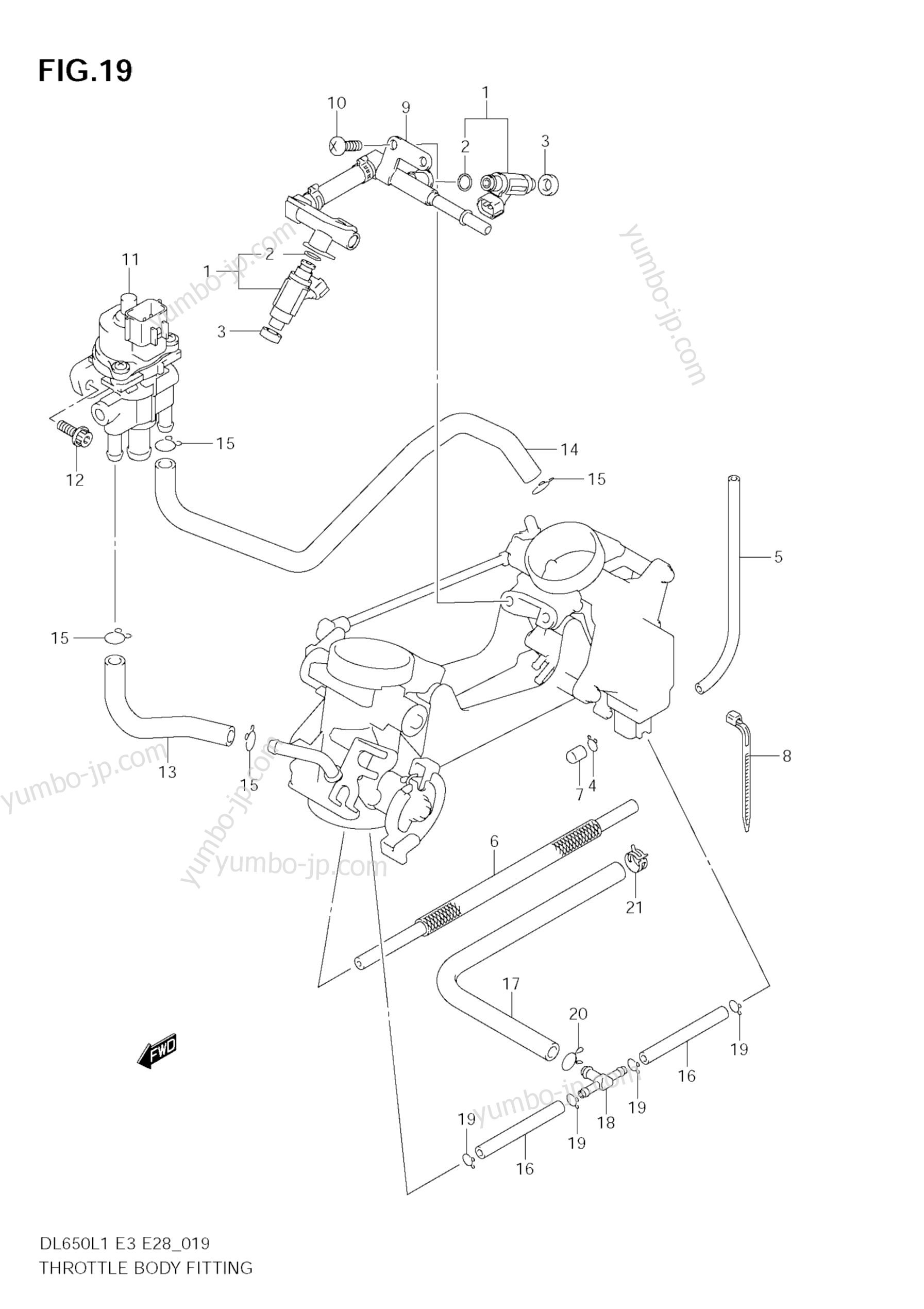 THROTTLE BODY FITTING (DL650 L1 E33) for motorcycles SUZUKI V-Strom (DL650A) 2011 year