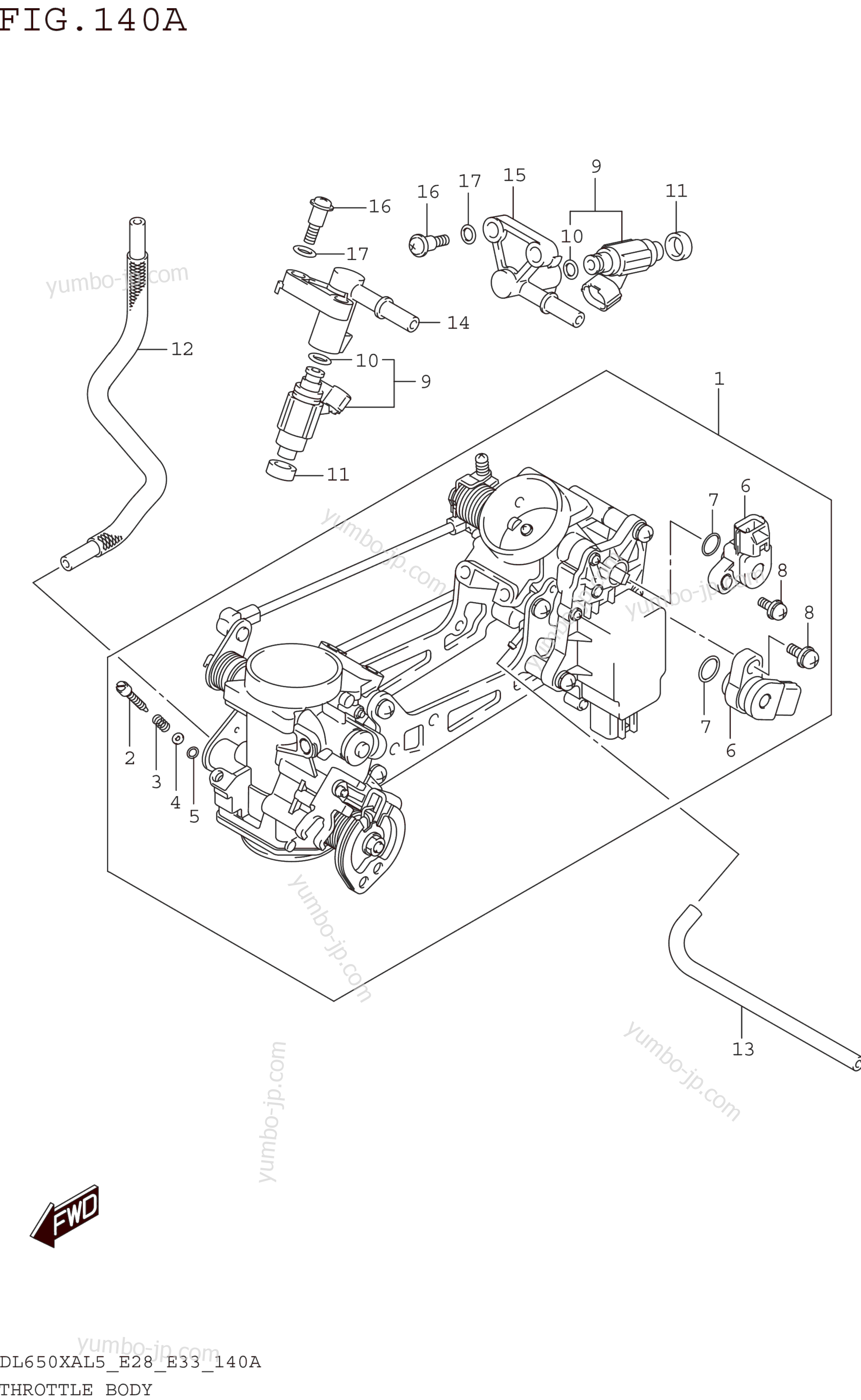 THROTTLE BODY (DL650XAL5 E28) for motorcycles SUZUKI DL650XA 2015 year