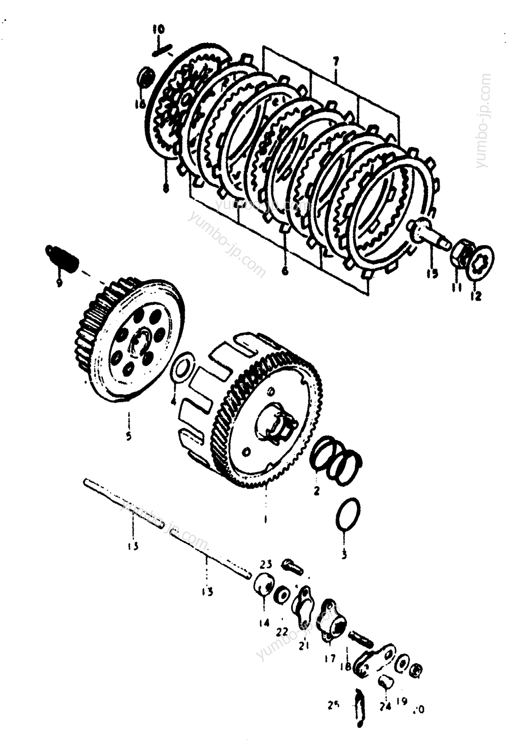 Устройство сцепления для мотоциклов SUZUKI RV125 1973 г.