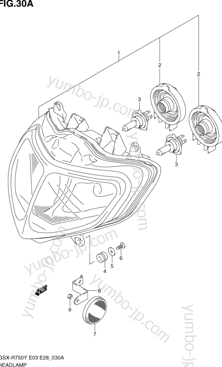 HEADLAMP (MODEL K2/K3) for motorcycles SUZUKI GSX-R750 2000 year