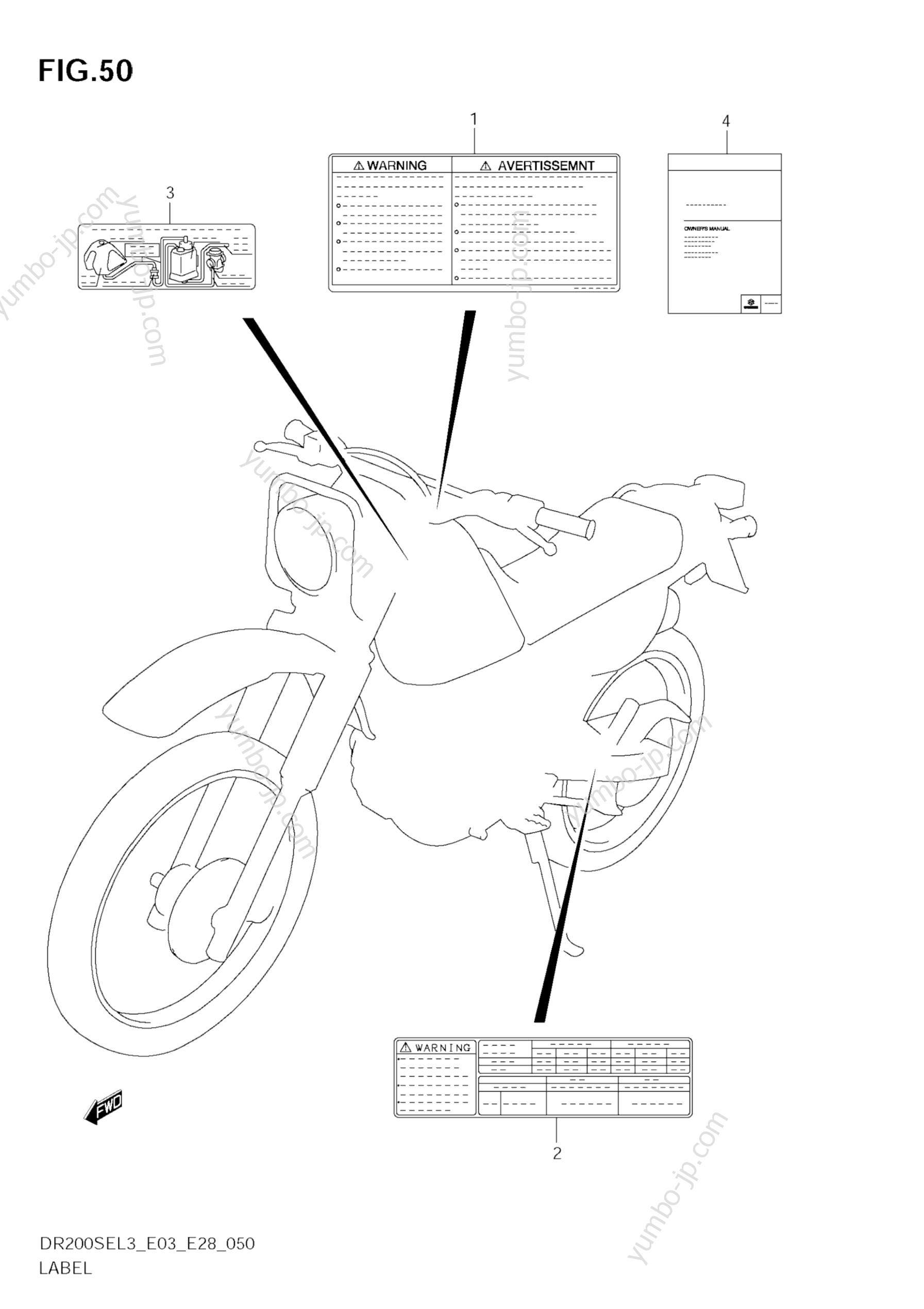 LABEL (DR200SEL3 E33) for motorcycles SUZUKI DR200SE 2013 year