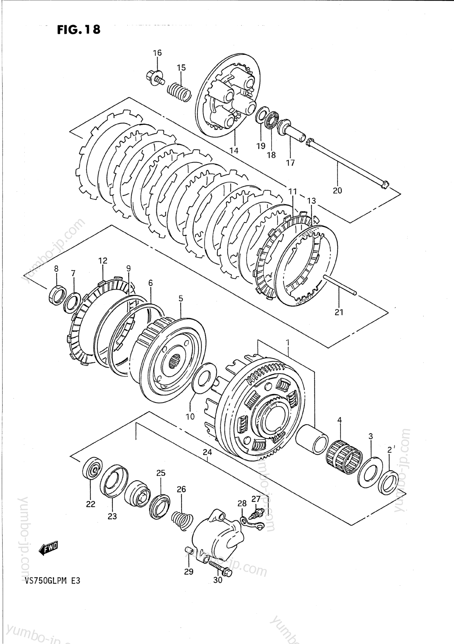 Устройство сцепления для мотоциклов SUZUKI Intruder (VS750GLP) 1990 г.