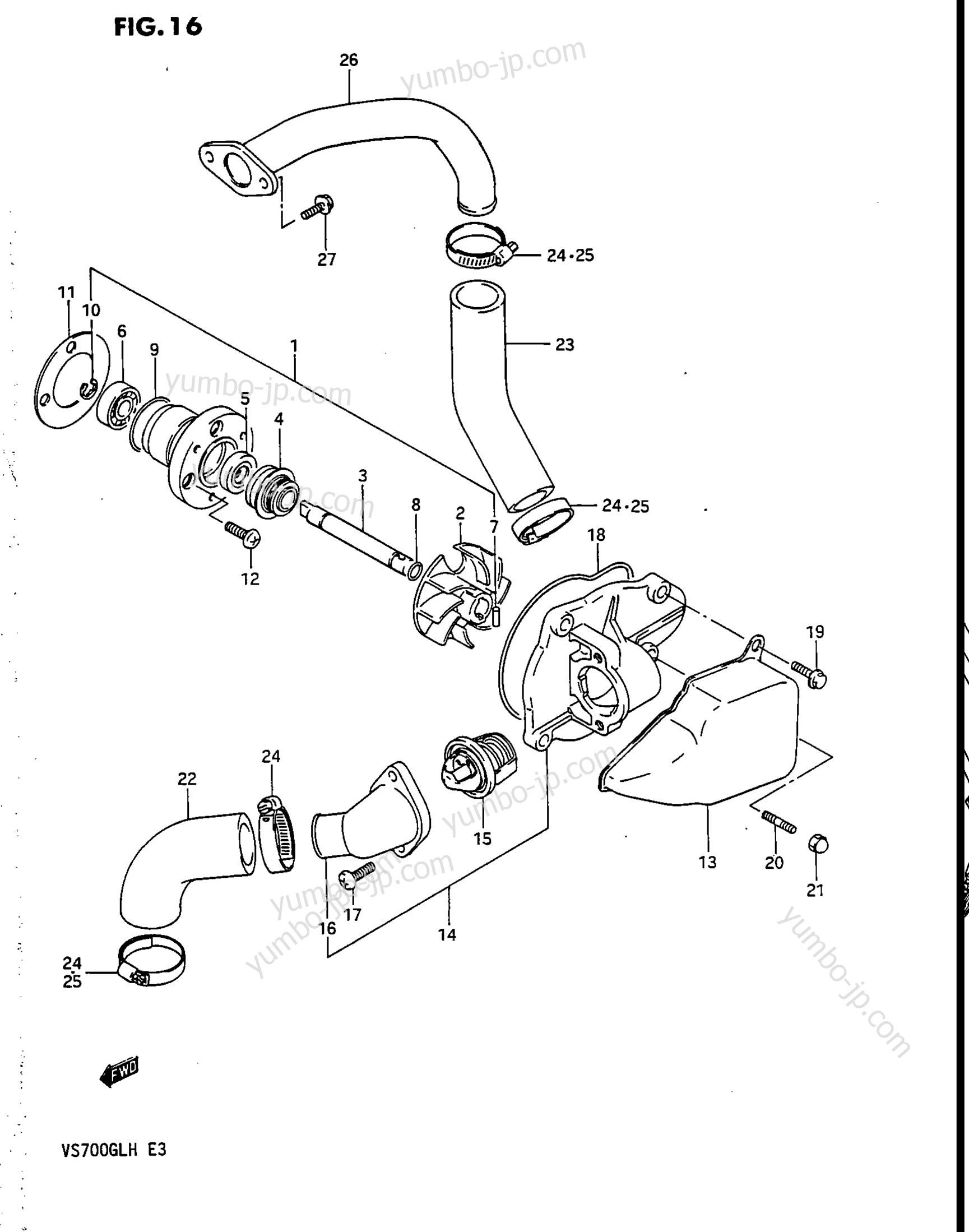 Водяной насос /  для мотоциклов SUZUKI Intruder (VS700GLEP) 1987 г.