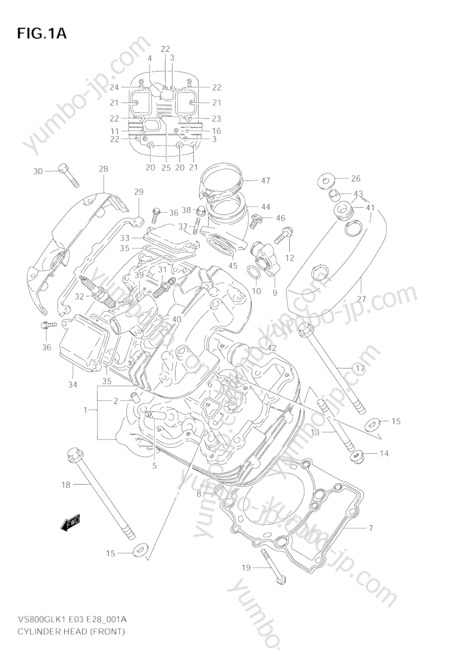 CYLINDER HEAD (FRONT) для мотоциклов SUZUKI Intruder (VS800GL) 2002 г.