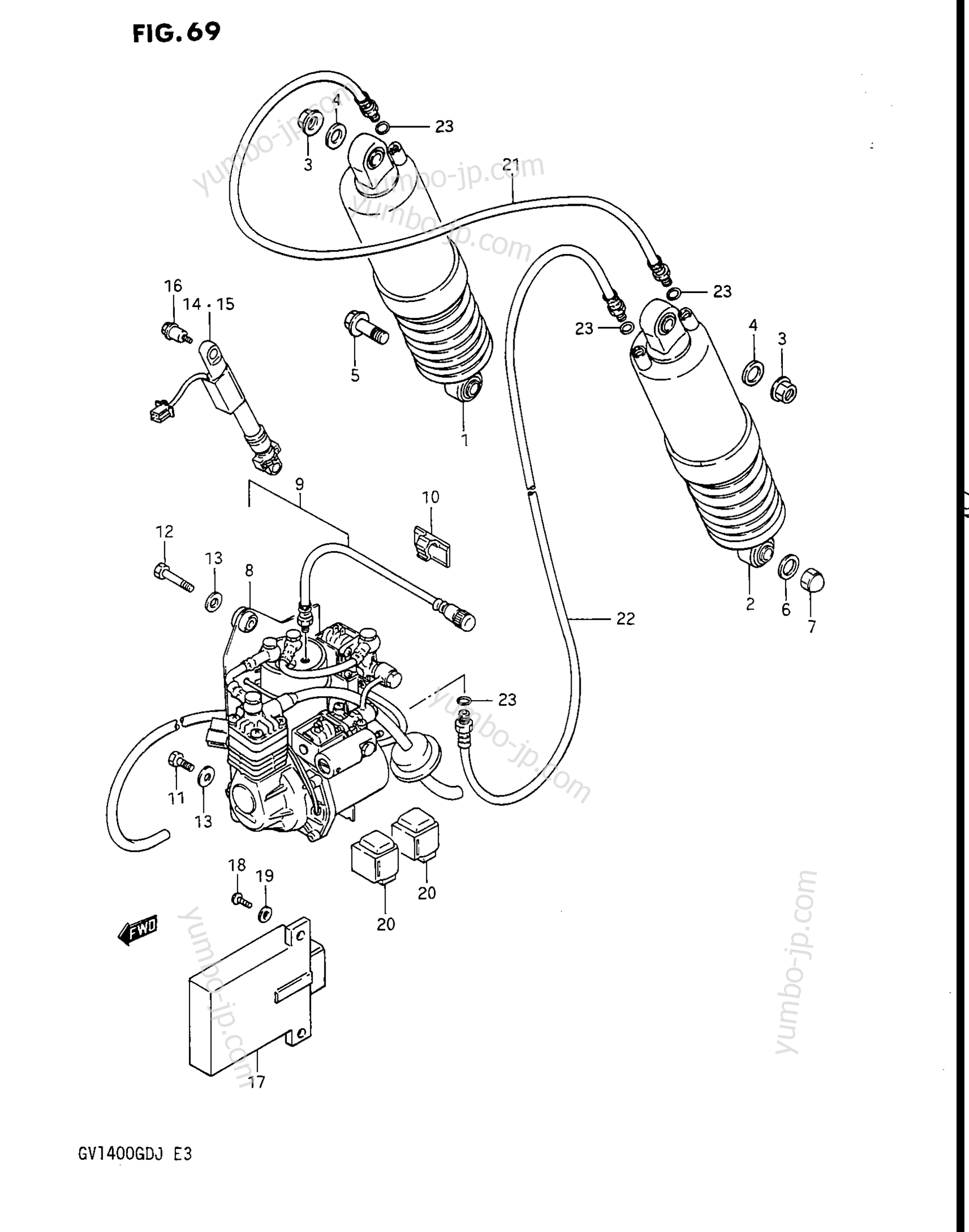 REAR SHOCK ABSORBER (GV1400GDG/GCG/MODEL H/J) для мотоциклов SUZUKI Cavalcade (GV1400GD) 1987 г.