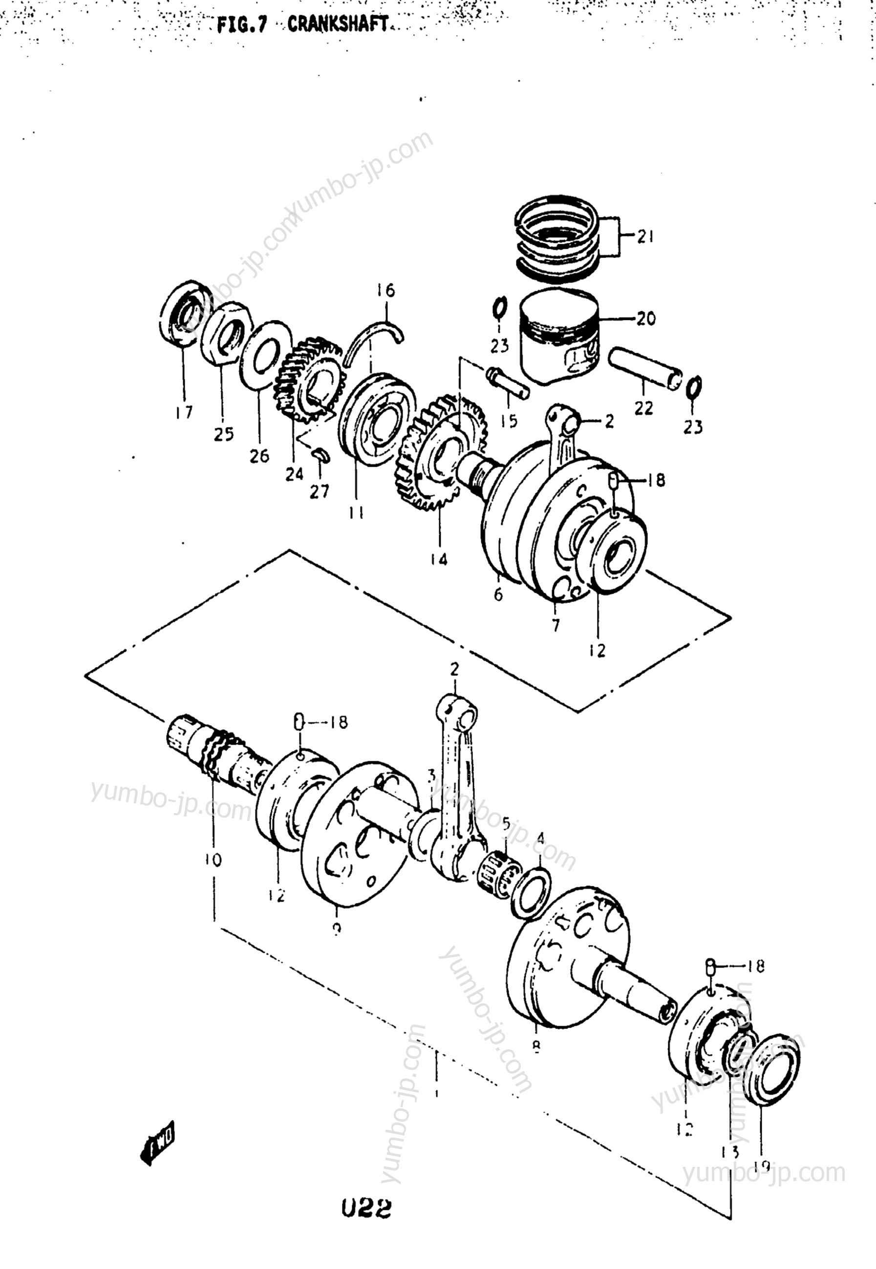 CRANKSHAFT for motorcycles SUZUKI GS400 1977 year