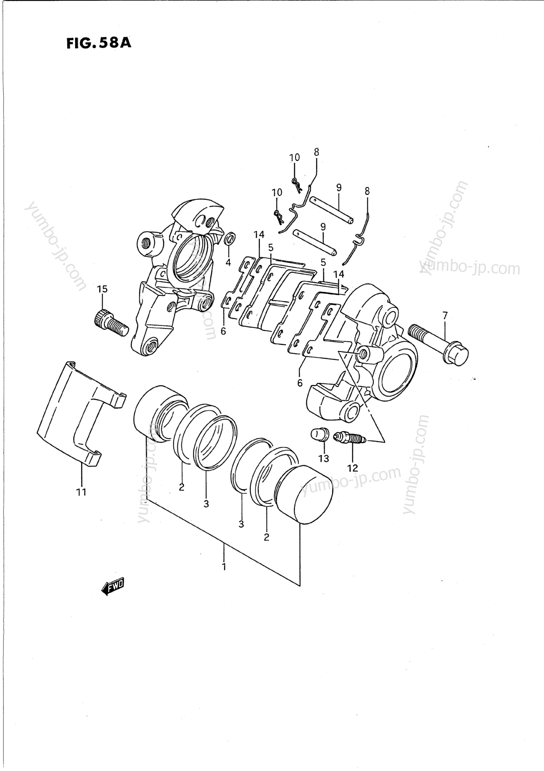REAR CALIPER (MODEL P/R/S) for motorcycles SUZUKI Intruder (VS1400GLP) 1992 year