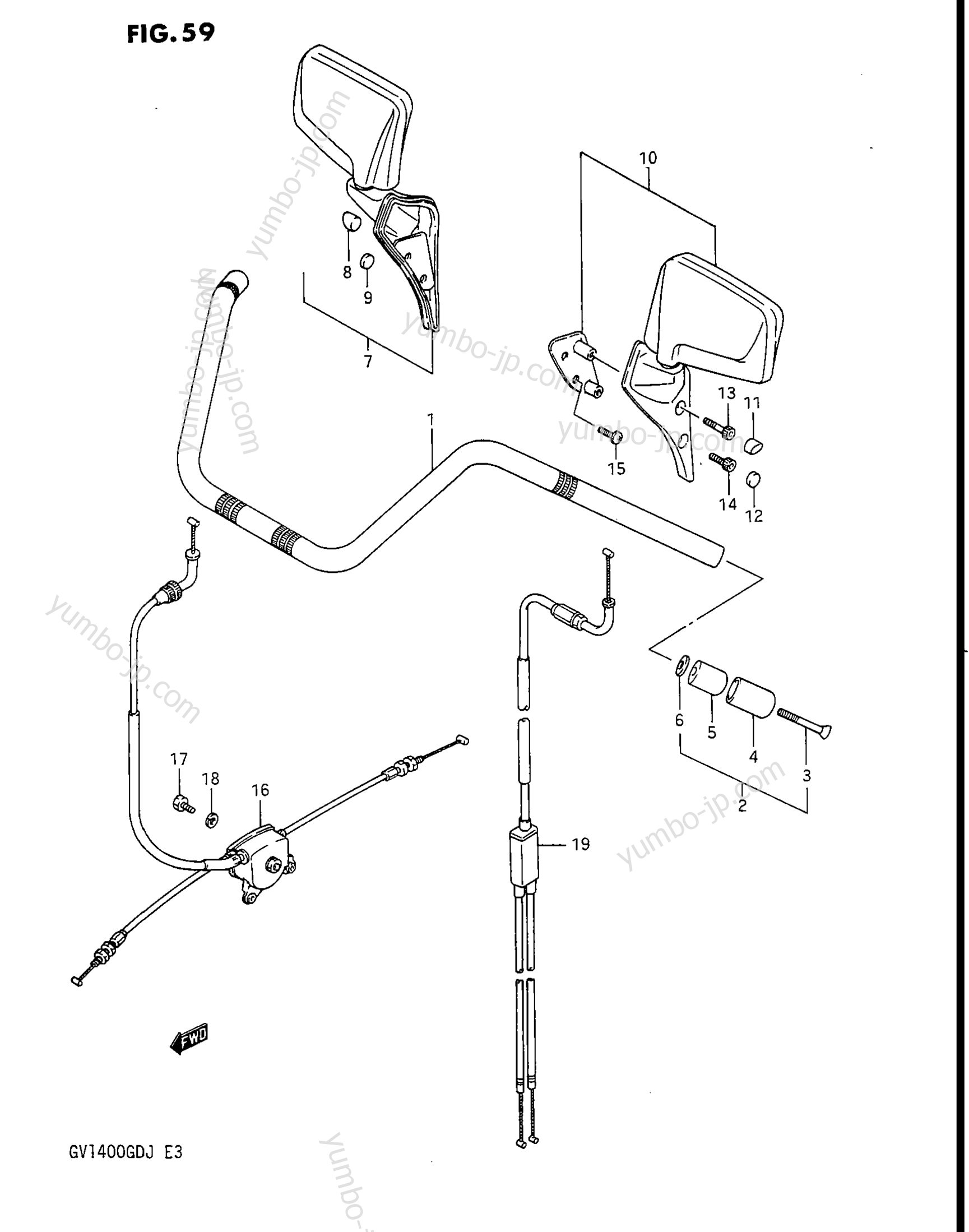 HANDLEBAR - CONTROL CABLE (GV1400GCG/MODEL H/J) for motorcycles SUZUKI Cavalcade (GV1400GD) 1988 year