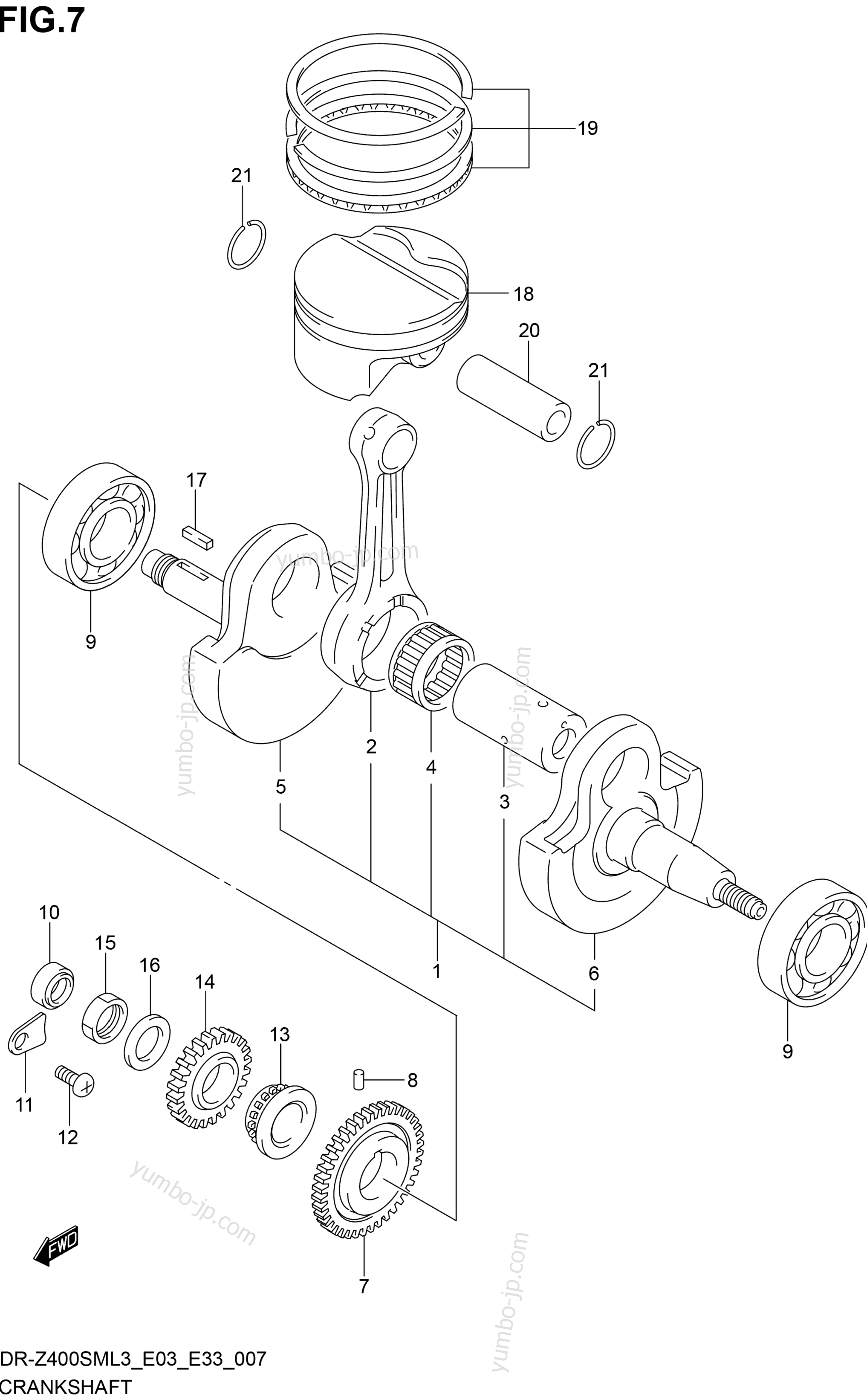 CRANKSHAFT for motorcycles SUZUKI DR-Z400SM 2013 year