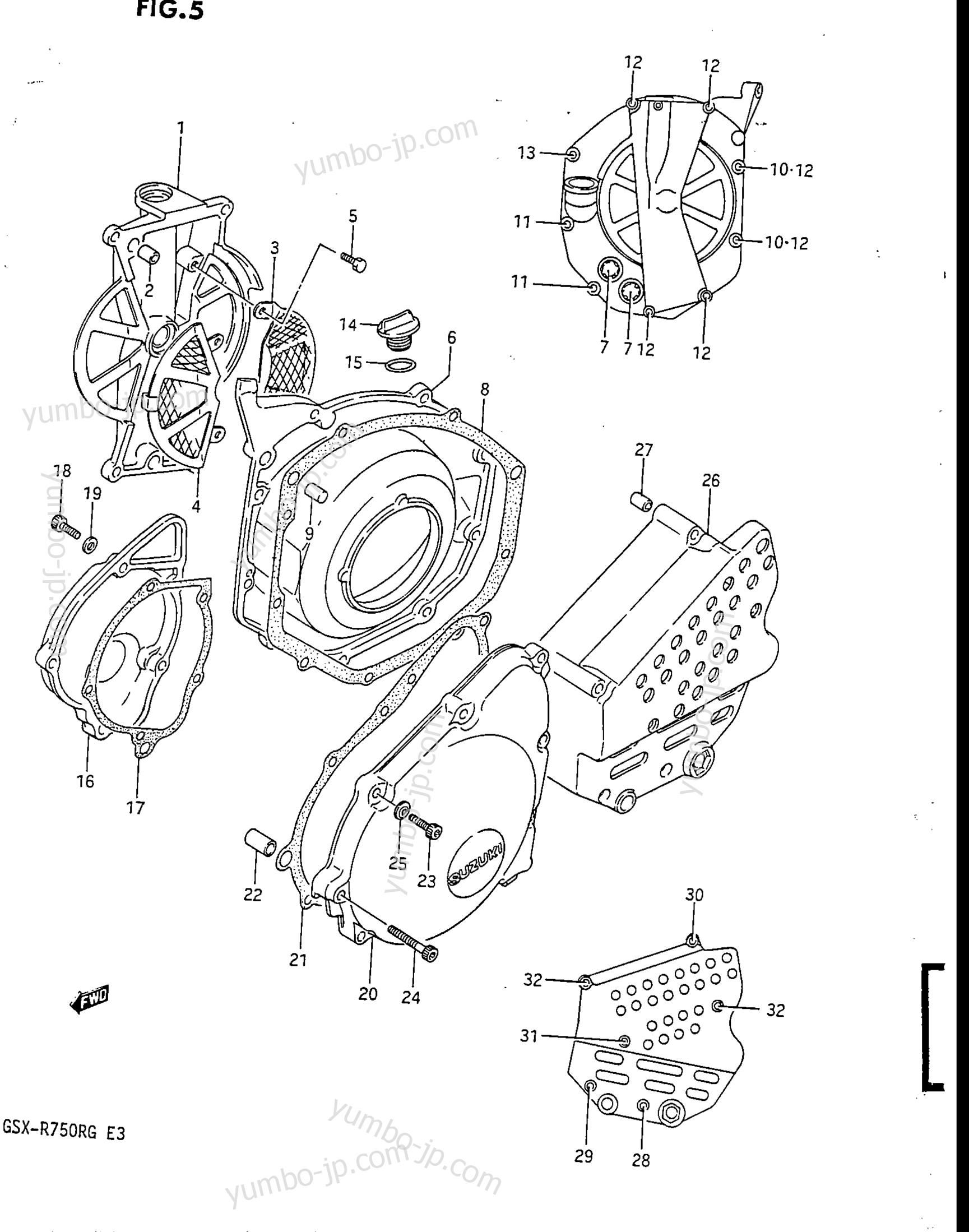 CRANKCASE COVER for motorcycles SUZUKI GSX-R750R 1986 year