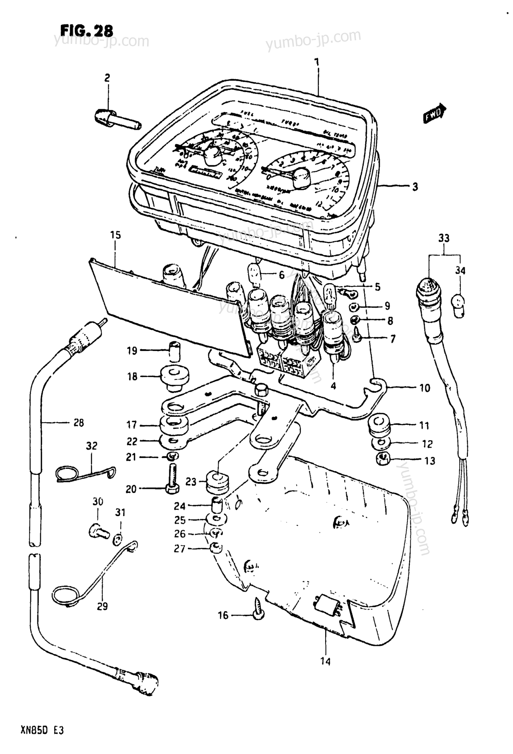 Speedometer - Tachometer for motorcycles SUZUKI XN85D 1983 year