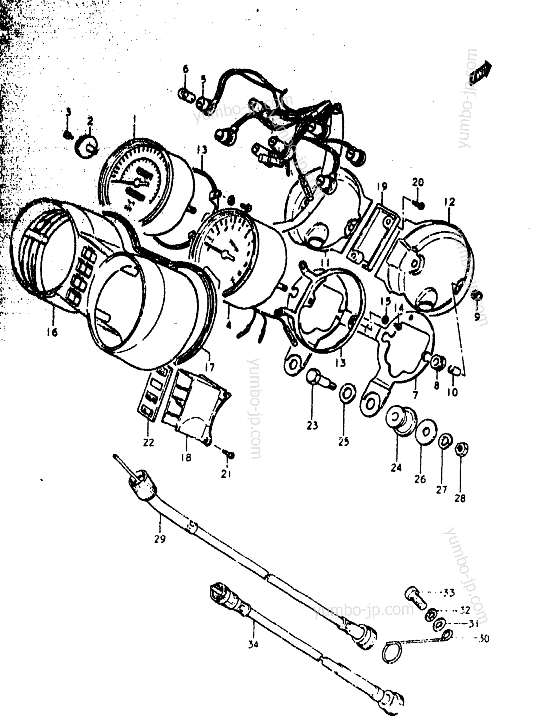 Speedometer - Tachometer for motorcycles SUZUKI GS1000N 1978 year