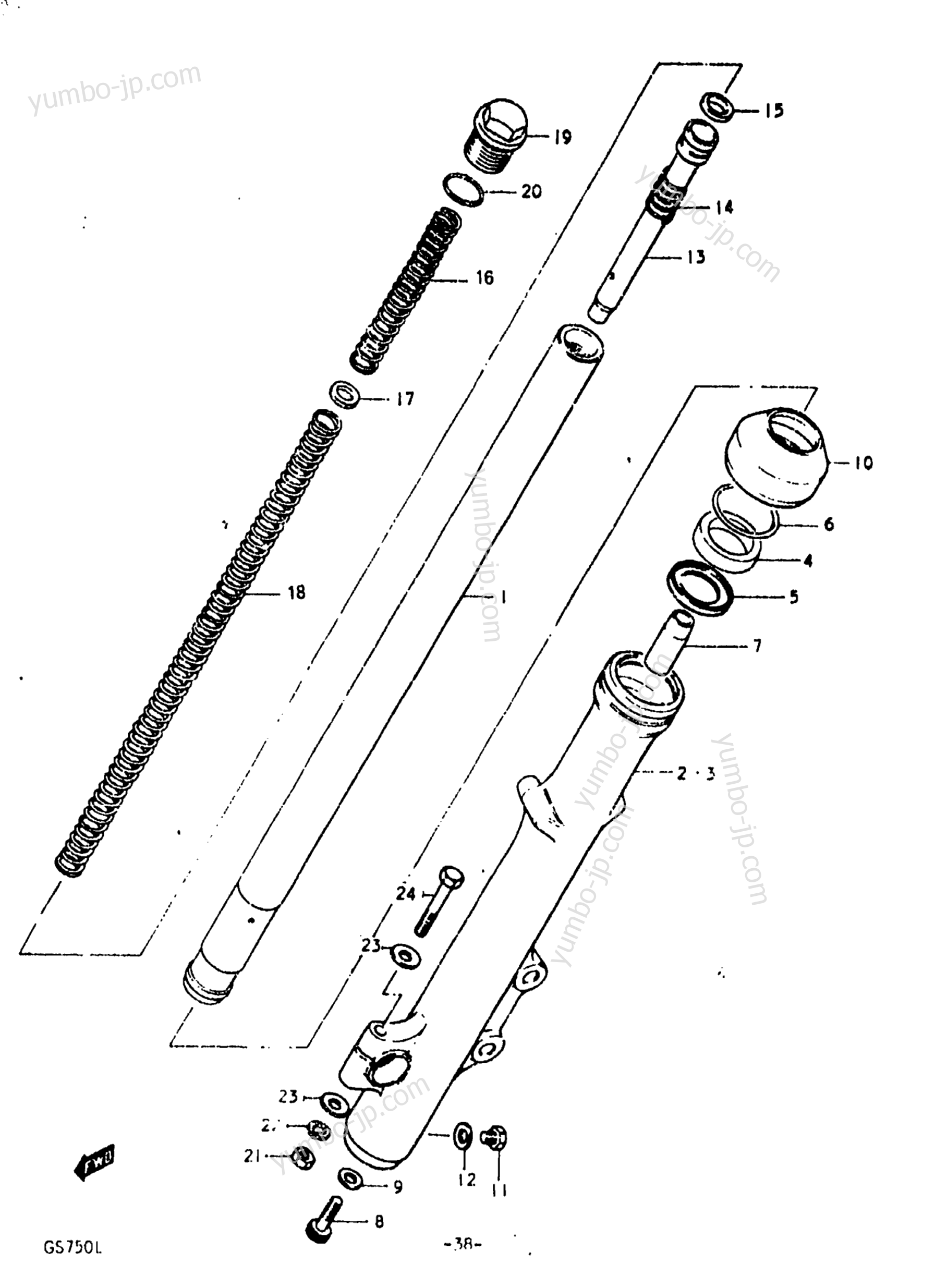 FRONT FORK for motorcycles SUZUKI GS750L 1979 year