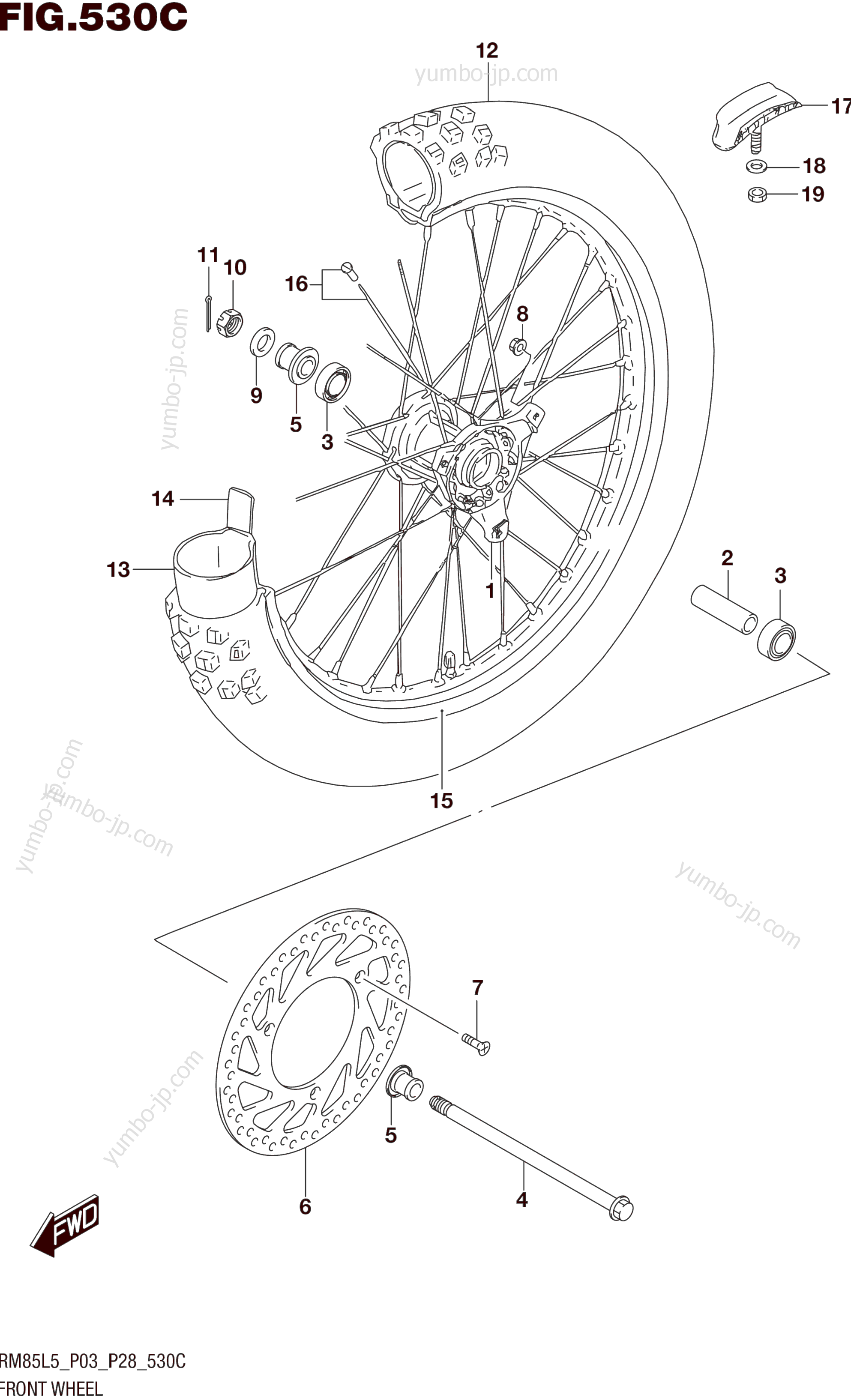 FRONT WHEEL (RM85LL5 P28) for motorcycles SUZUKI RM85 2015 year