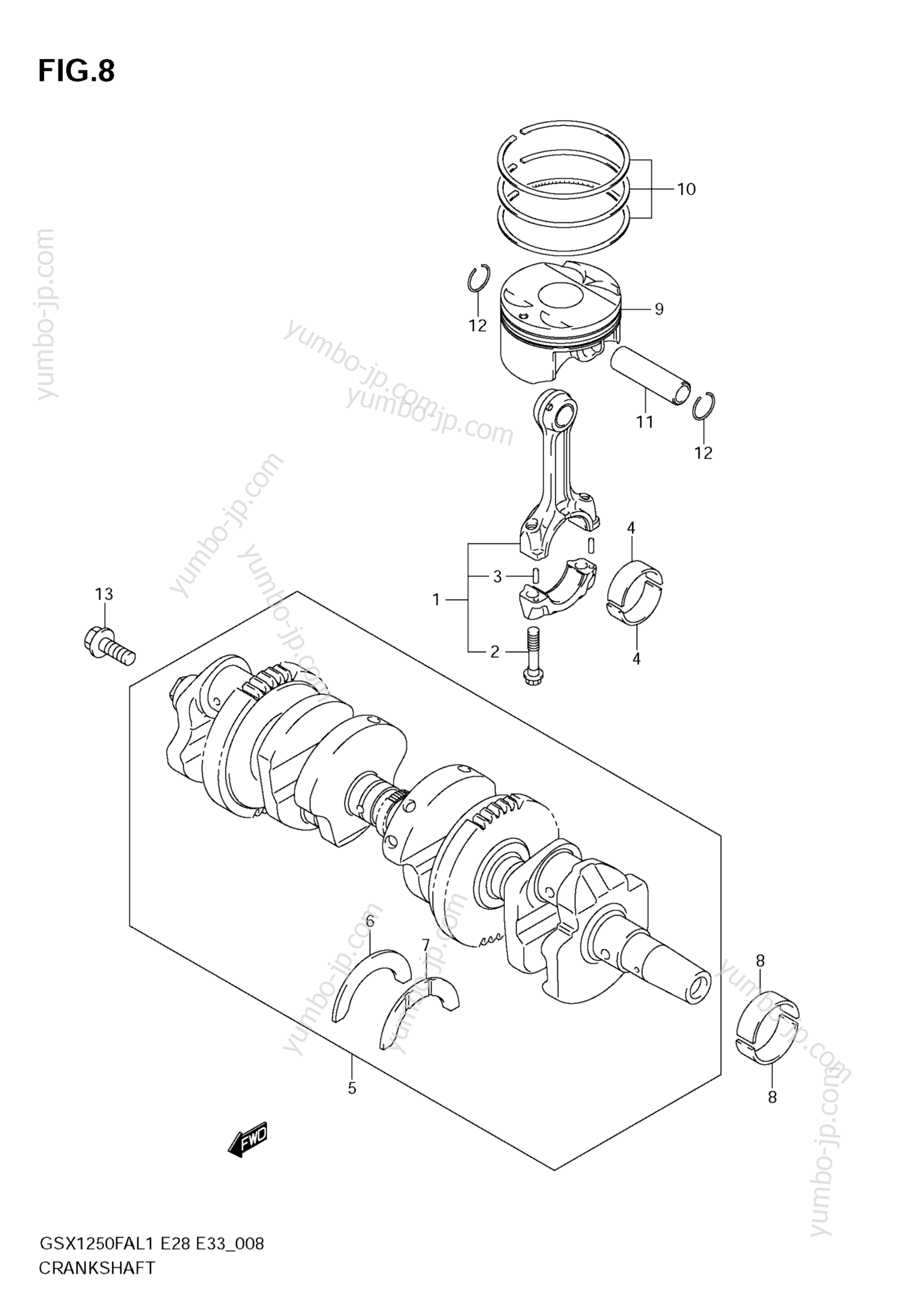 CRANKSHAFT for motorcycles SUZUKI GSX1250FA 2011 year