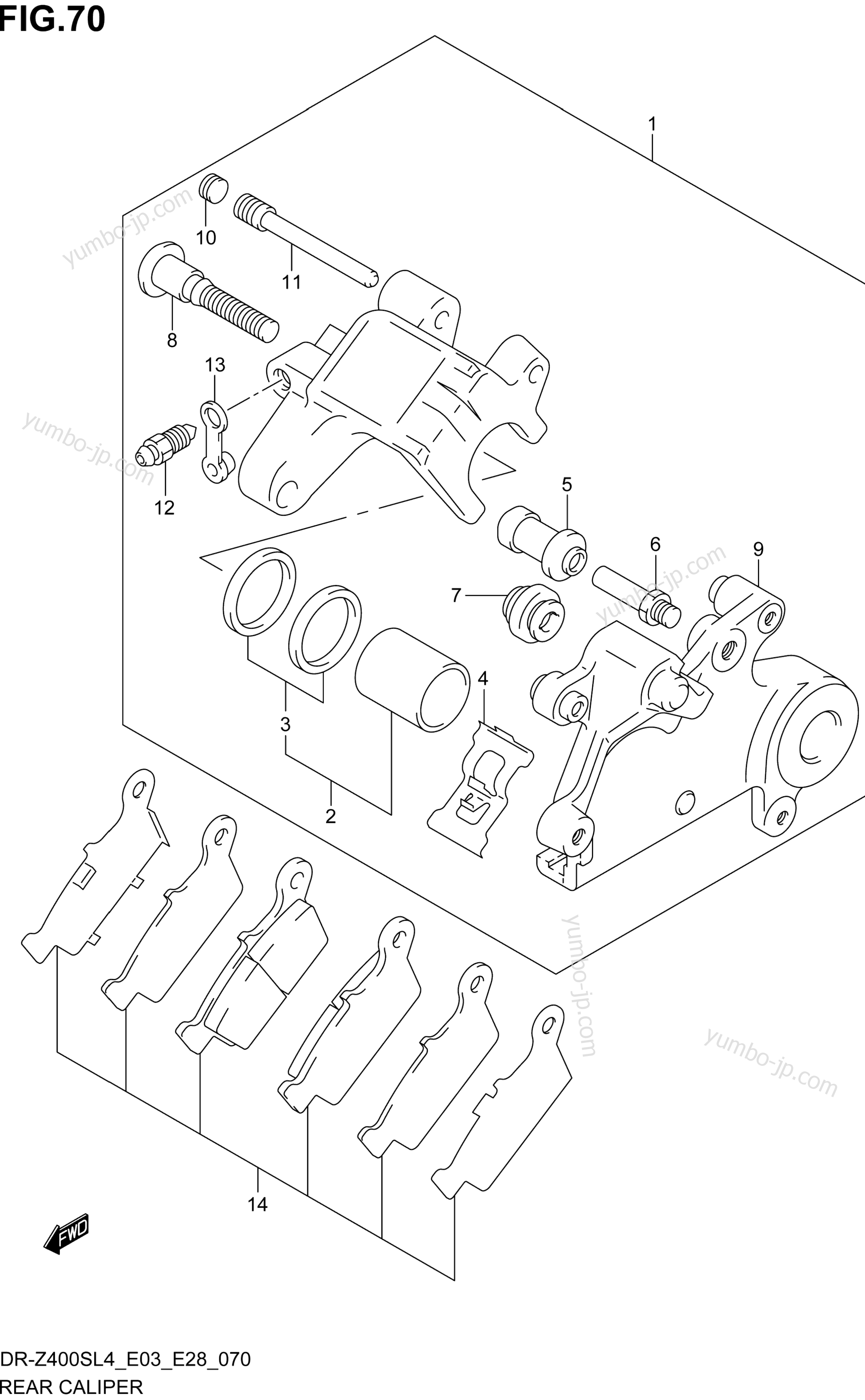 REAR CALIPER для мотоциклов SUZUKI DR-Z400S 2014 г.