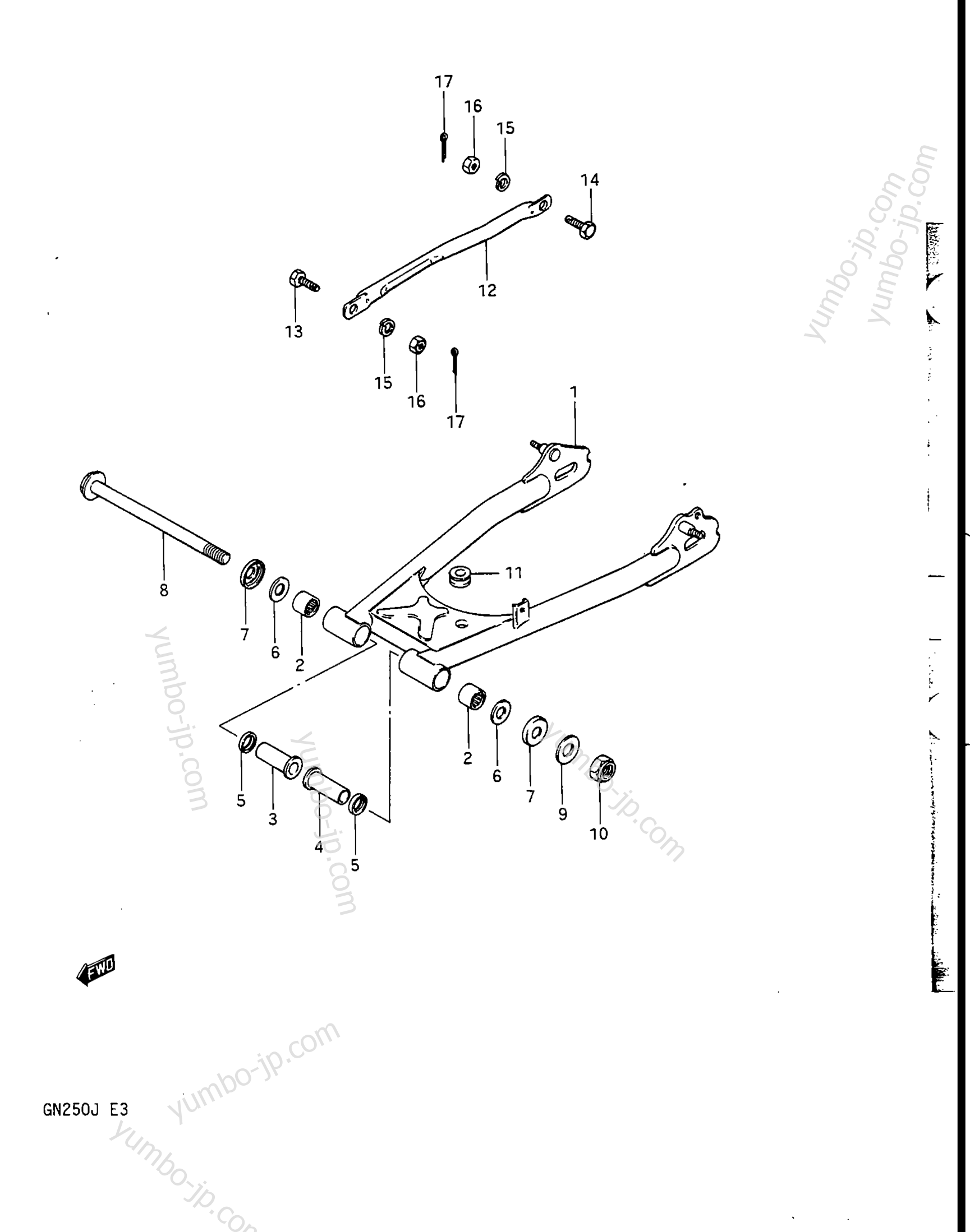 REAR SWINGING ARM for motorcycles SUZUKI 1985, (GN250) 1988 year