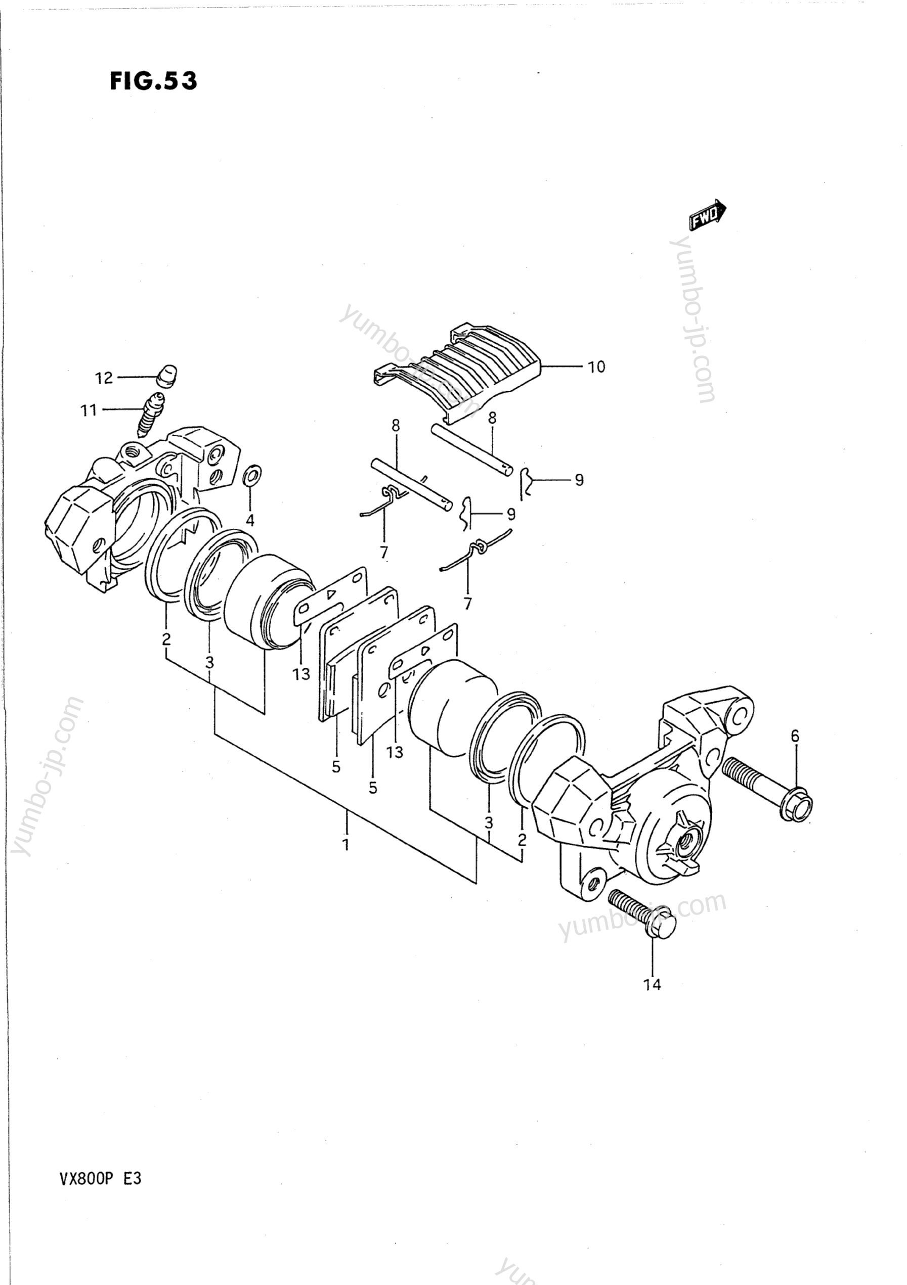 REAR CALIPER (MODEL L/M/N) for motorcycles SUZUKI VX800 1991 year