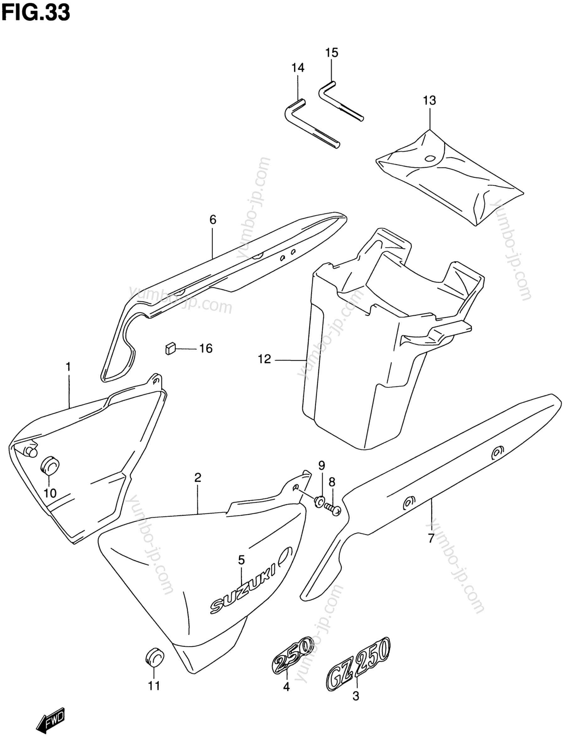 FRAME COVER (MODEL X) for motorcycles SUZUKI GZ250 2000 year