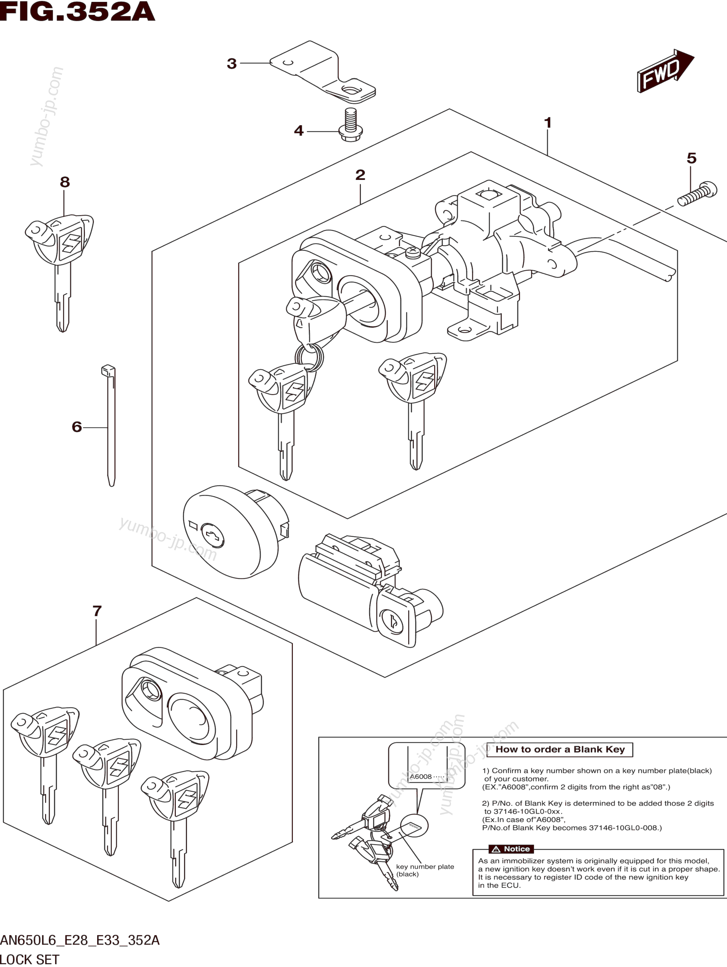 LOCK SET для мотоциклов SUZUKI AN650 2016 г.