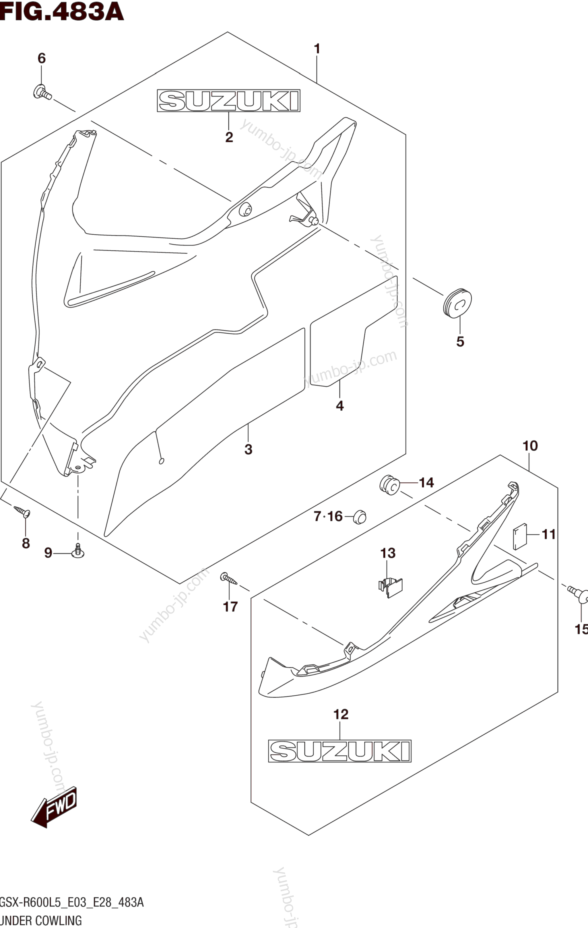 UNDER COWLING for motorcycles SUZUKI GSX-R600 2015 year