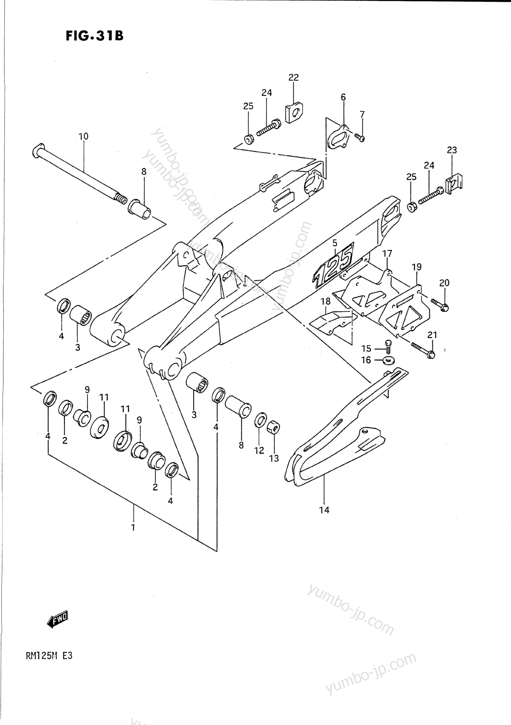 REAR SWINGING ARM (MODEL M) for motorcycles SUZUKI RM125 1991 year