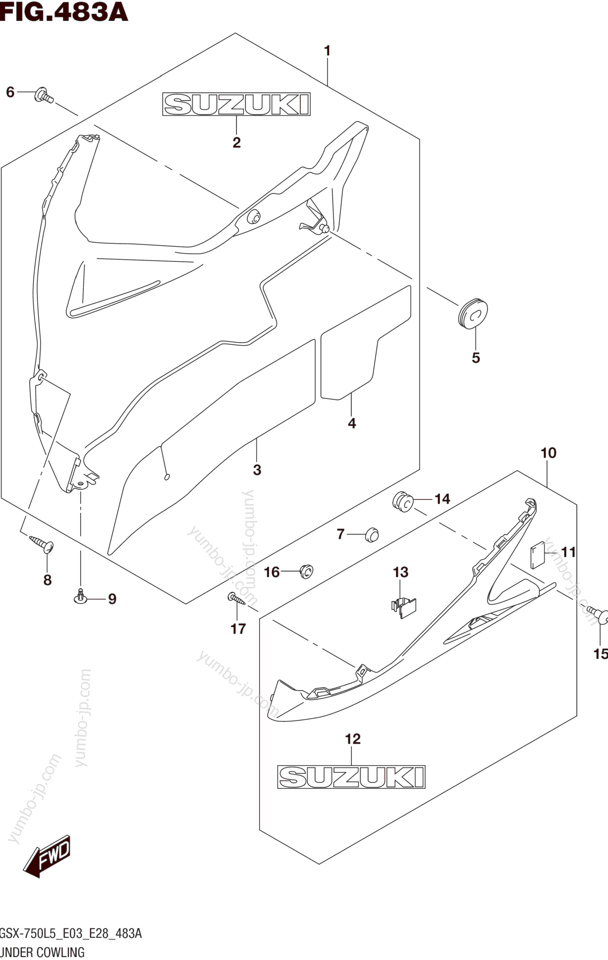 UNDER COWLING для мотоциклов SUZUKI GSX-R750 2015 г.