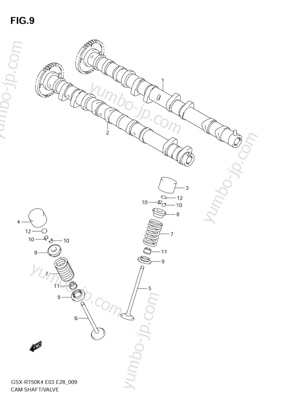 CAM SHAFT - VALVE for motorcycles SUZUKI GSX-R750 2004 year