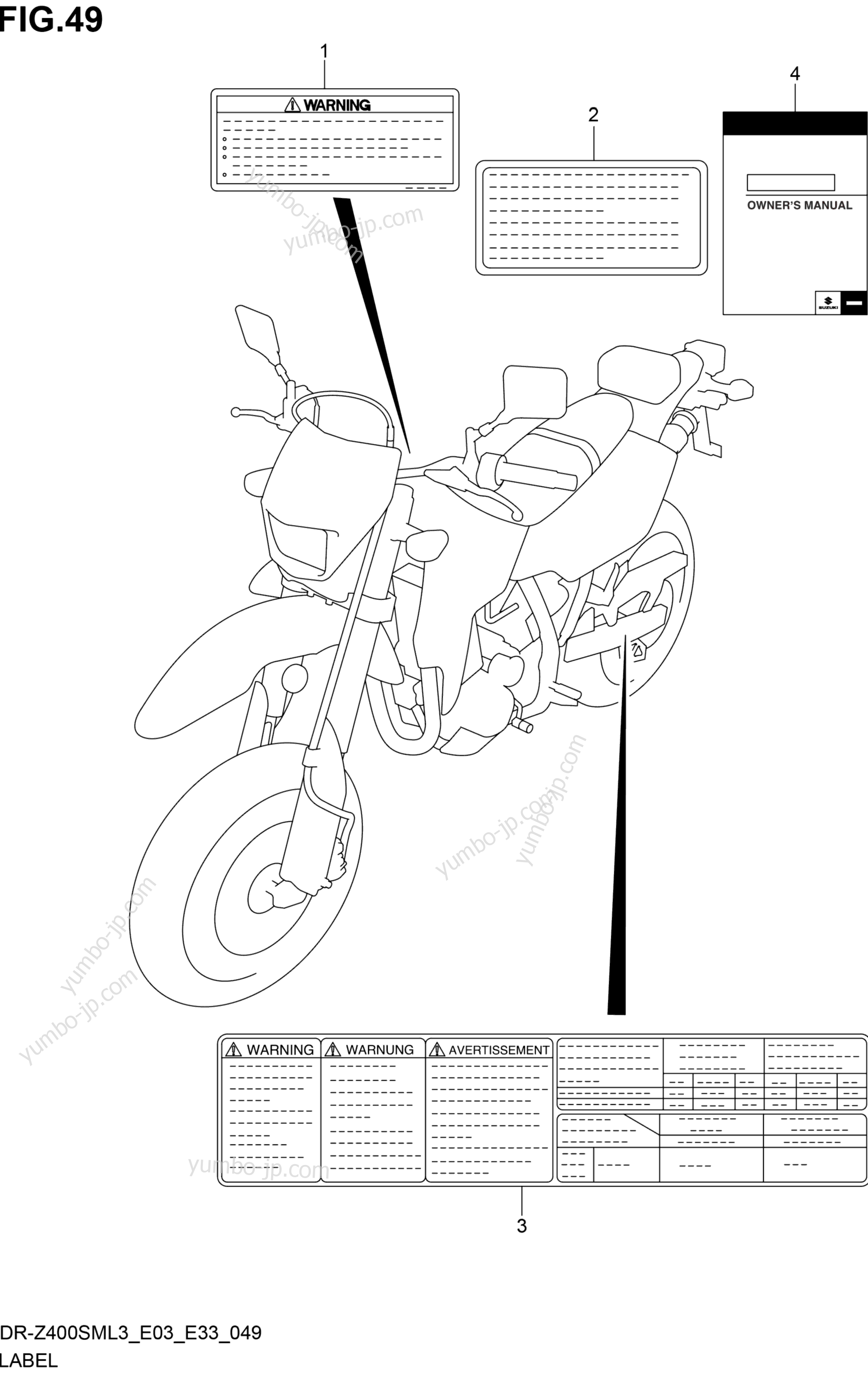 LABEL (DR-Z400SML3 E03) for motorcycles SUZUKI DR-Z400SM 2013 year