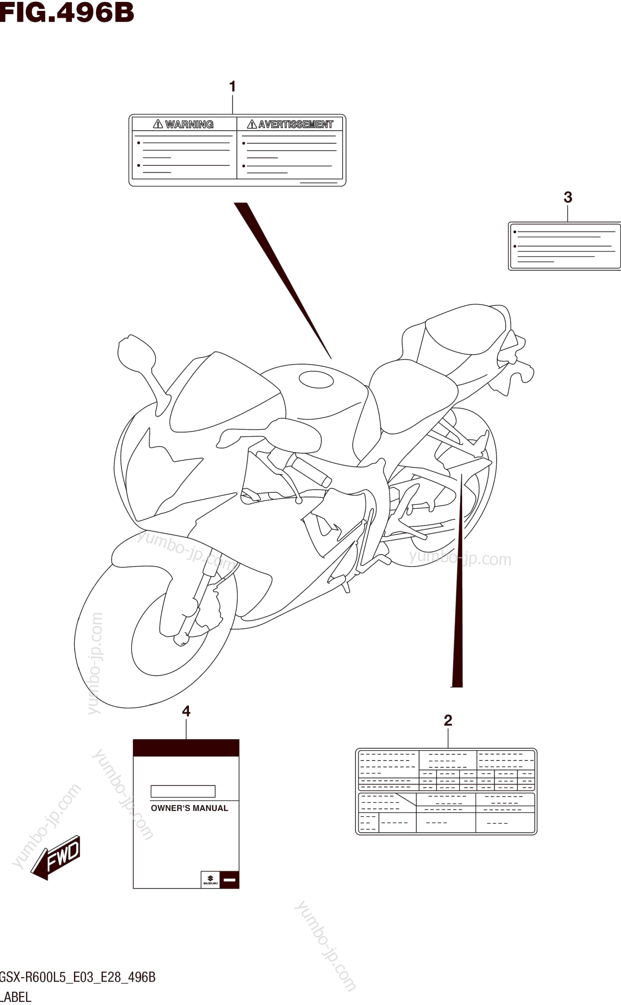 LABEL (GSX-R600L5 E28) for motorcycles SUZUKI GSX-R600 2015 year