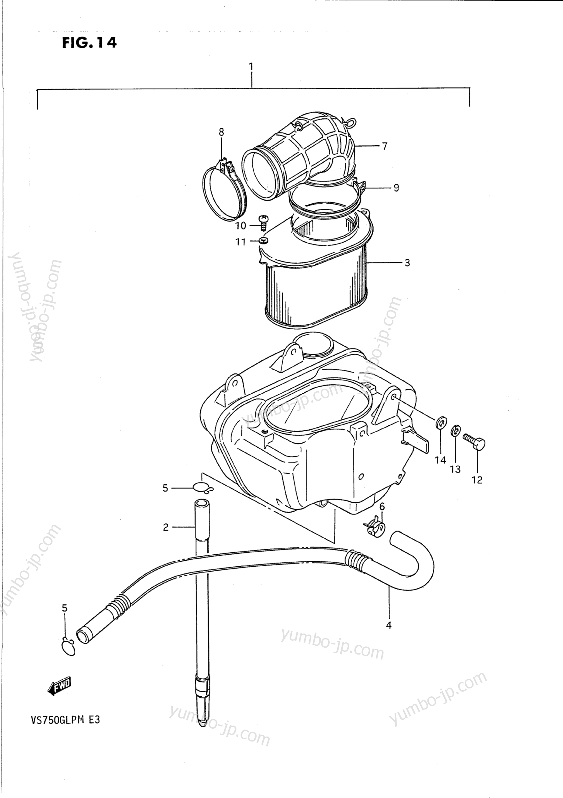 AIR CLEANER (REAR) for motorcycles SUZUKI Intruder (VS750GLP) 1989 year