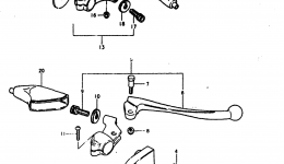HANDLE GLIP - LEVER (RM125T) для мотоцикла SUZUKI RM1251979 г. 