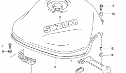 FUEL TANK (MODEL W) для мотоцикла SUZUKI Bandit (GSF1200S)1997 г. 
