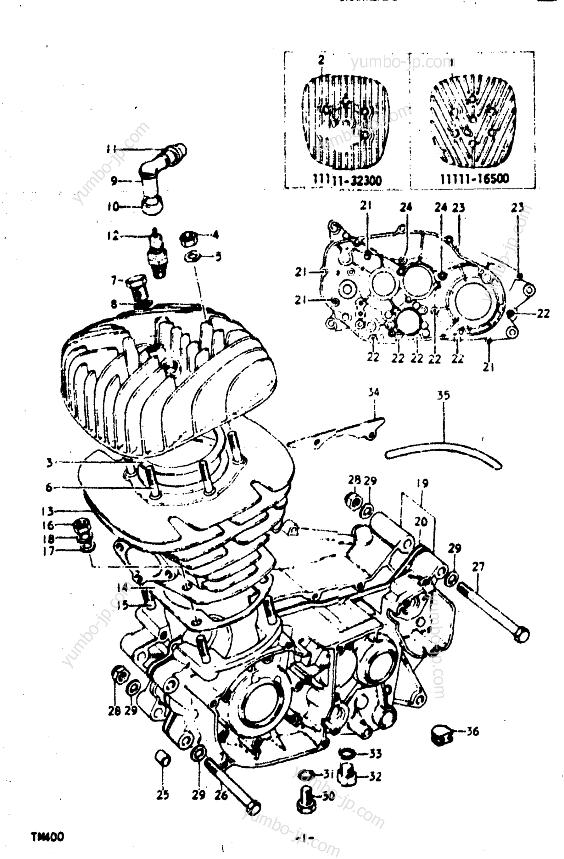 Cylinder - Crankcase for motorcycles SUZUKI TM400 1973 year