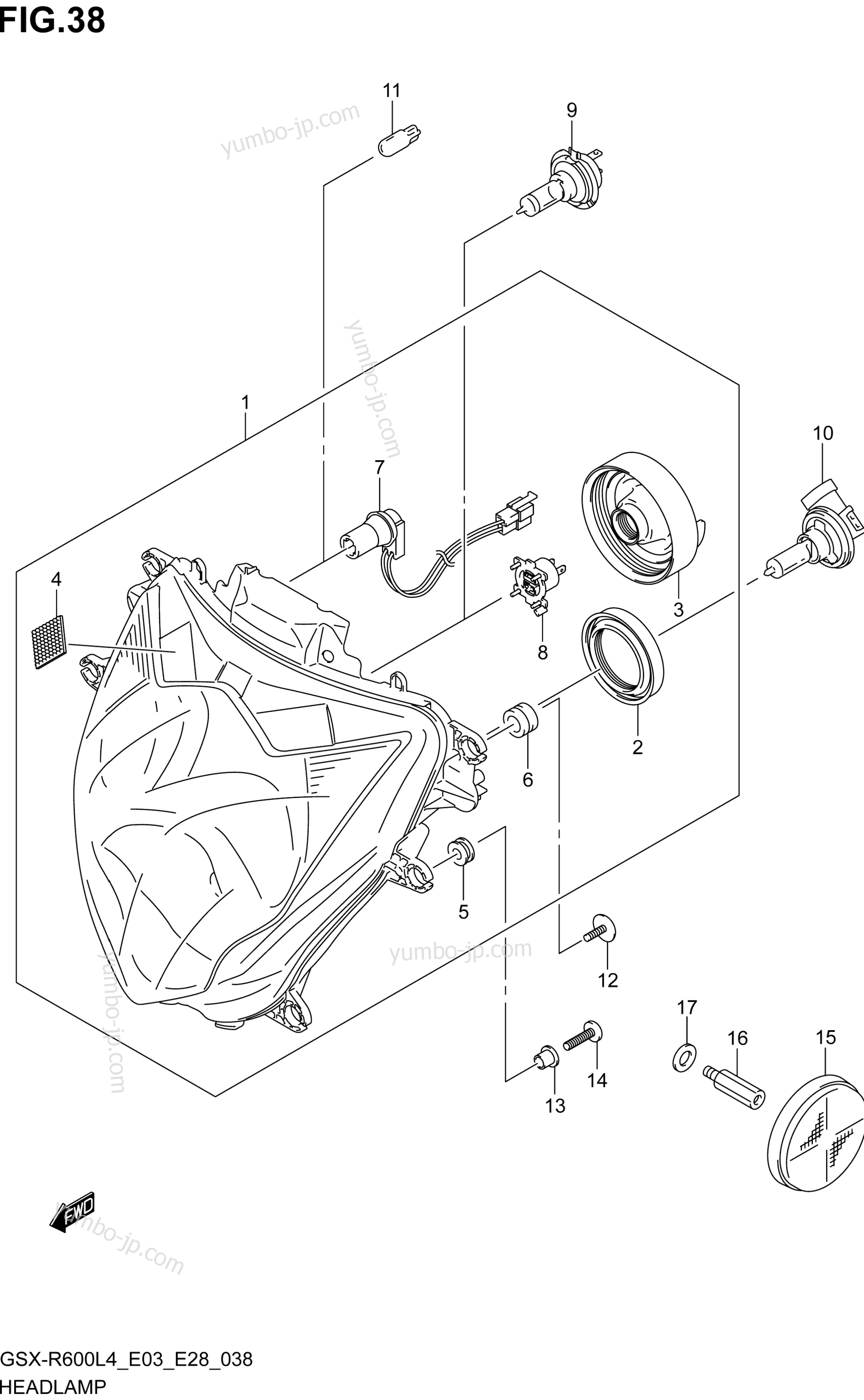 HEADLAMP (GSX-R600L4 E03) for motorcycles SUZUKI GSX-R600 2014 year