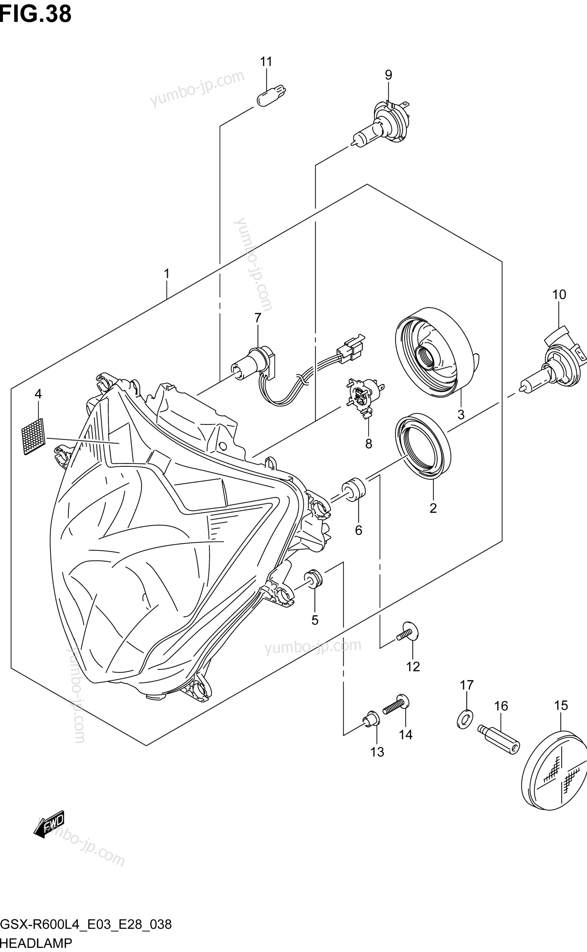 HEADLAMP (GSX-R600L4 E03) для мотоциклов SUZUKI GSX-R600 2014 г.