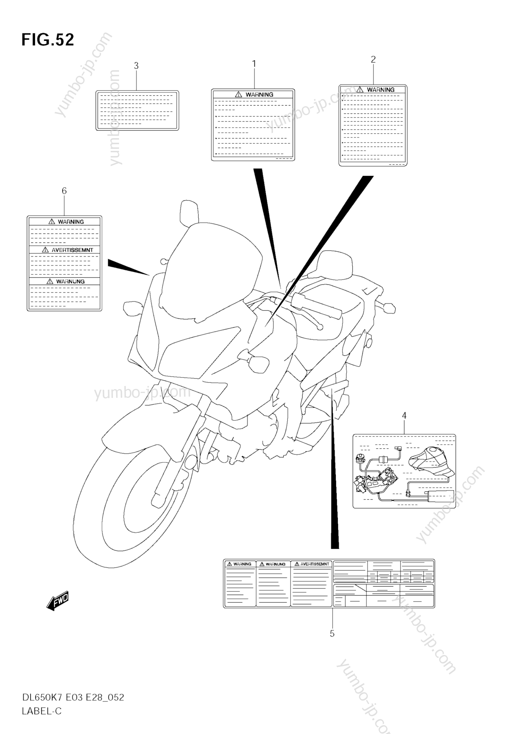 LABEL (MODEL K7) for motorcycles SUZUKI V-Strom (DL650A) 2009 year