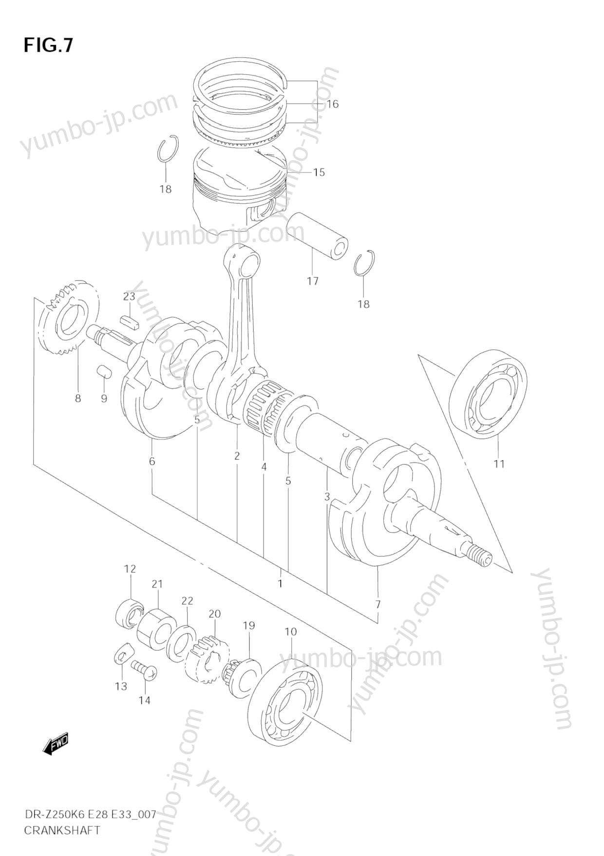 CRANKSHAFT for motorcycles SUZUKI DR-Z250 2006 year