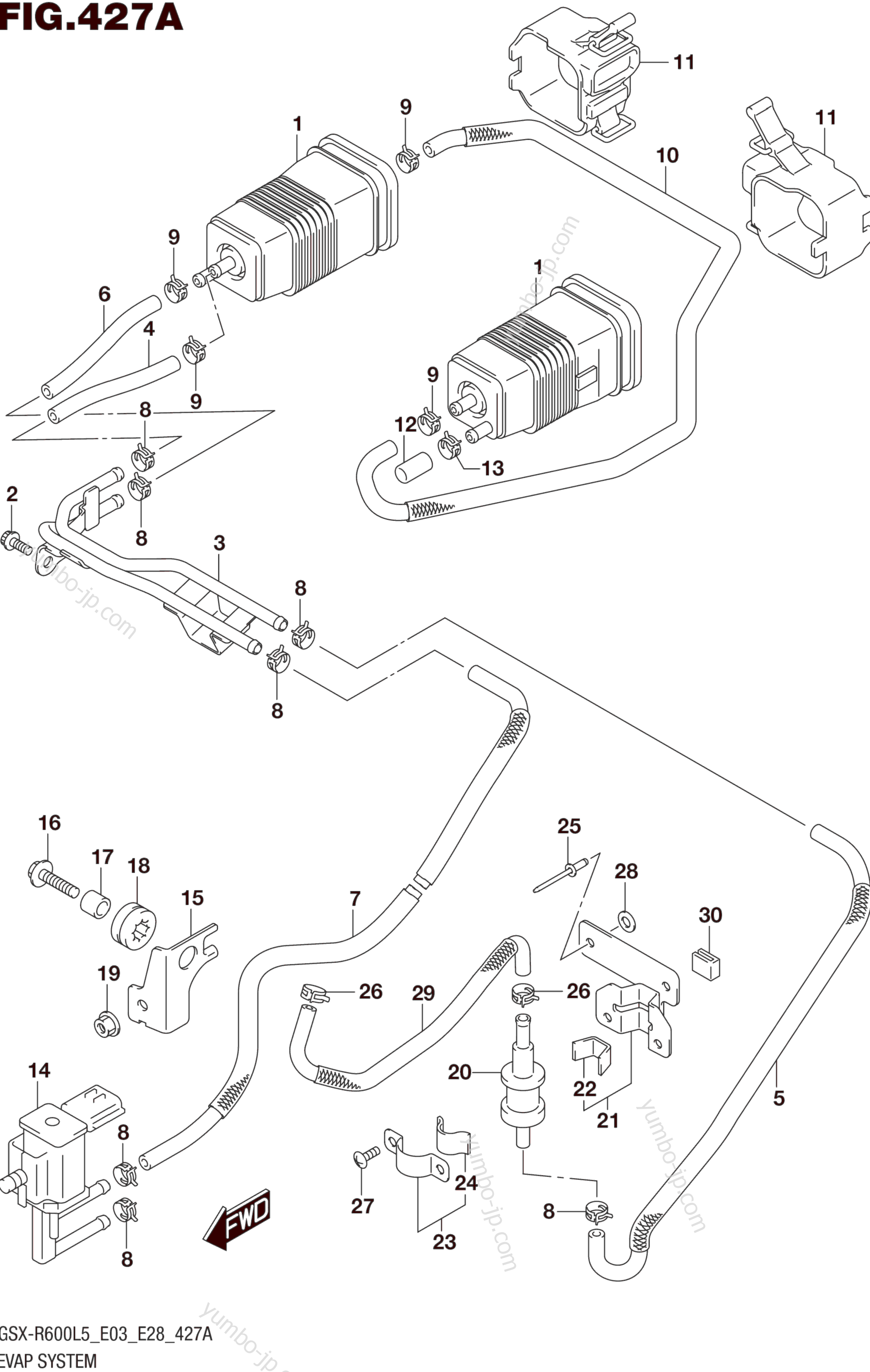 EVAP SYSTEM (GSX-R600L5 E33) для мотоциклов SUZUKI GSX-R600 2015 г.