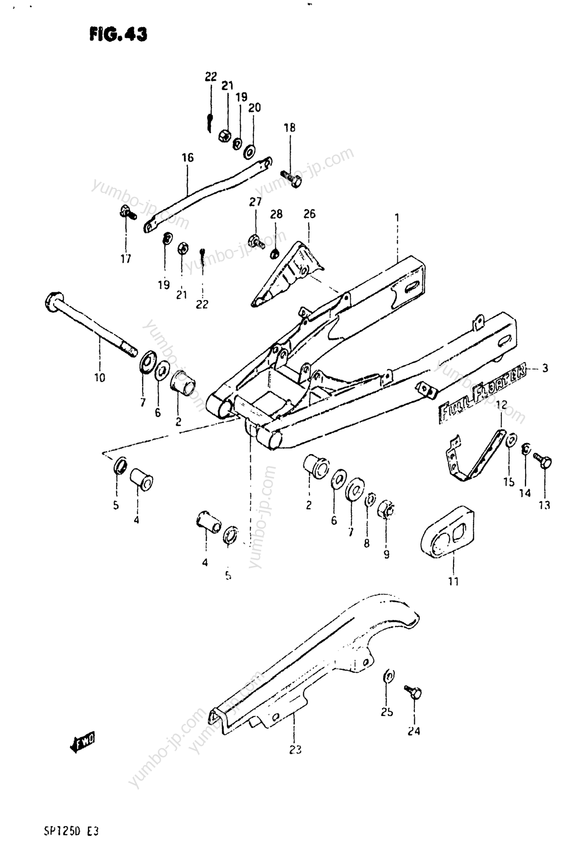 REAR SWINGING ARM for motorcycles SUZUKI SP125 1982 year