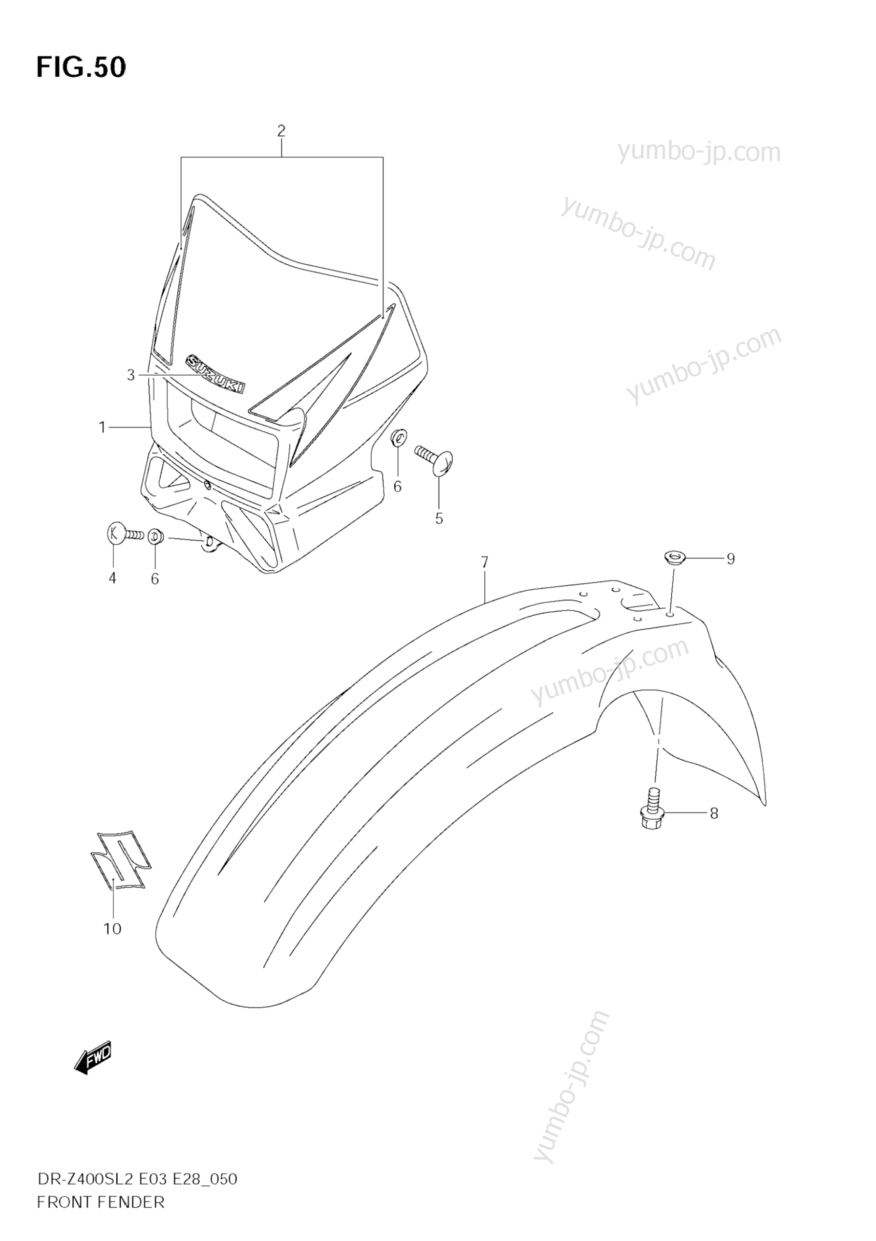 FRONT FENDER для мотоциклов SUZUKI DR-Z400S 2012 г.