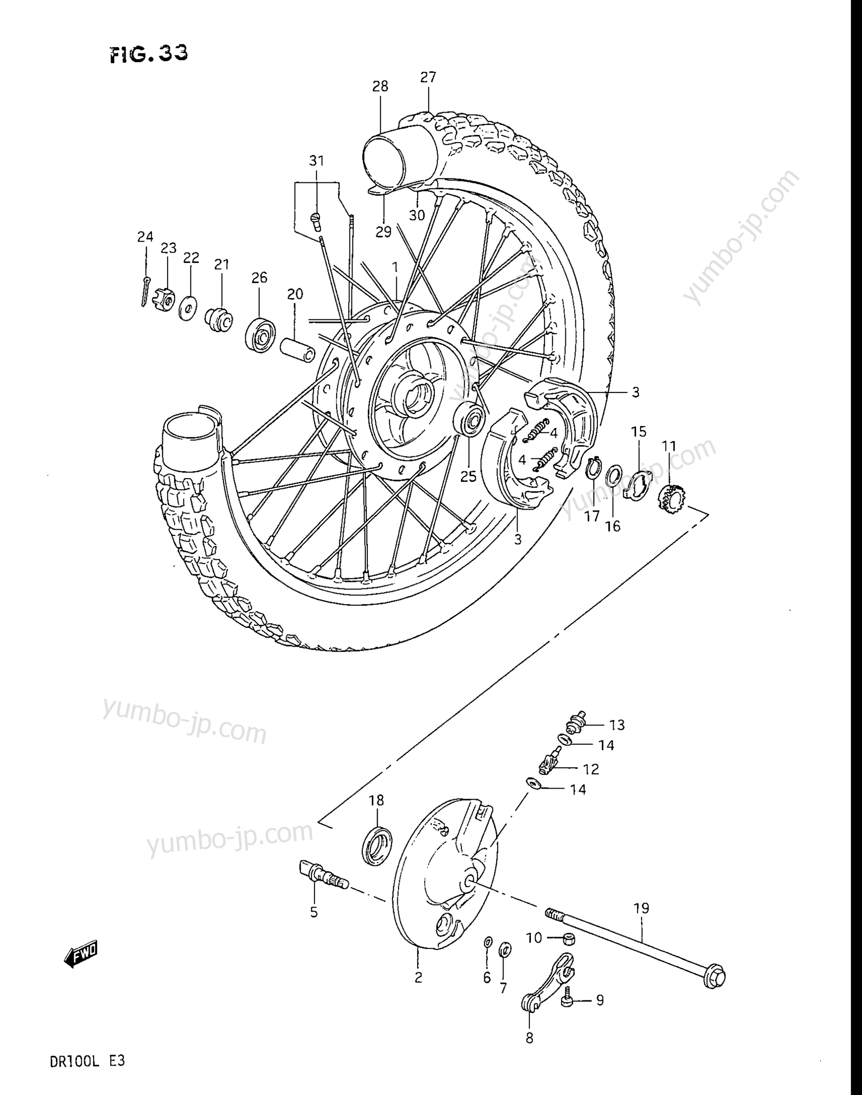 FRONT WHEEL for motorcycles SUZUKI DR100 1989 year