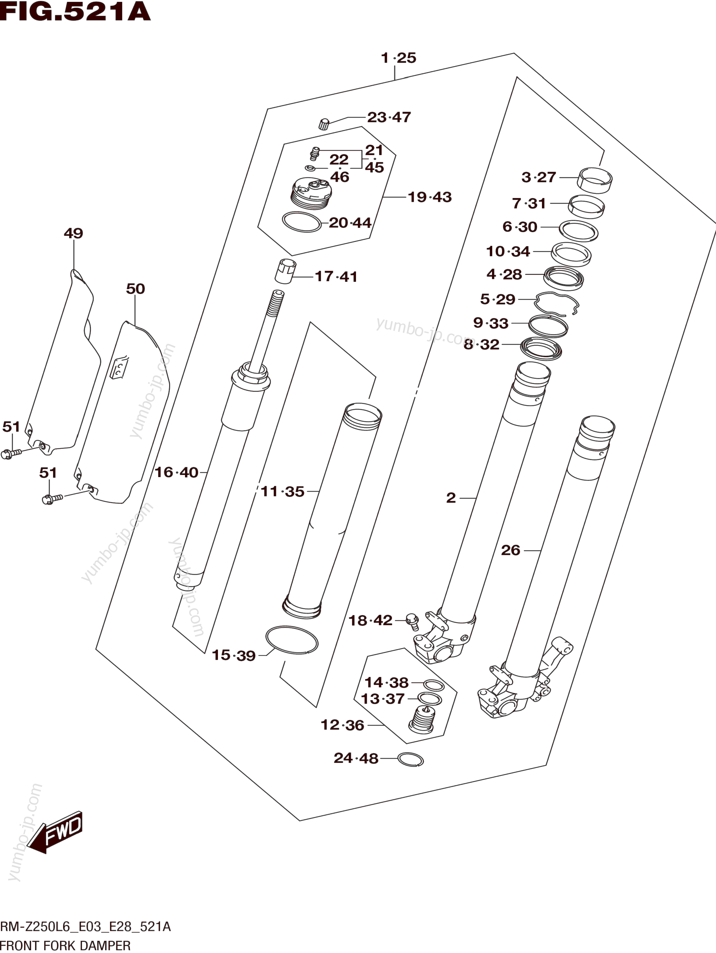 FRONT FORK DAMPER for motorcycles SUZUKI RM-Z250 2016 year